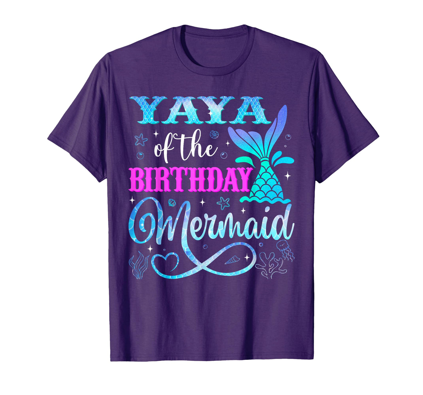 Yaya of The Birthday Mermaid Family Matching Party T-Shirt