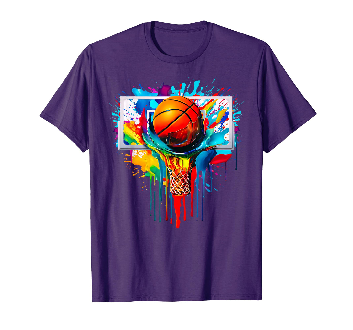 Multicolor Basketball Ball Slam Dunk Hoop Basketball Buckets T-Shirt
