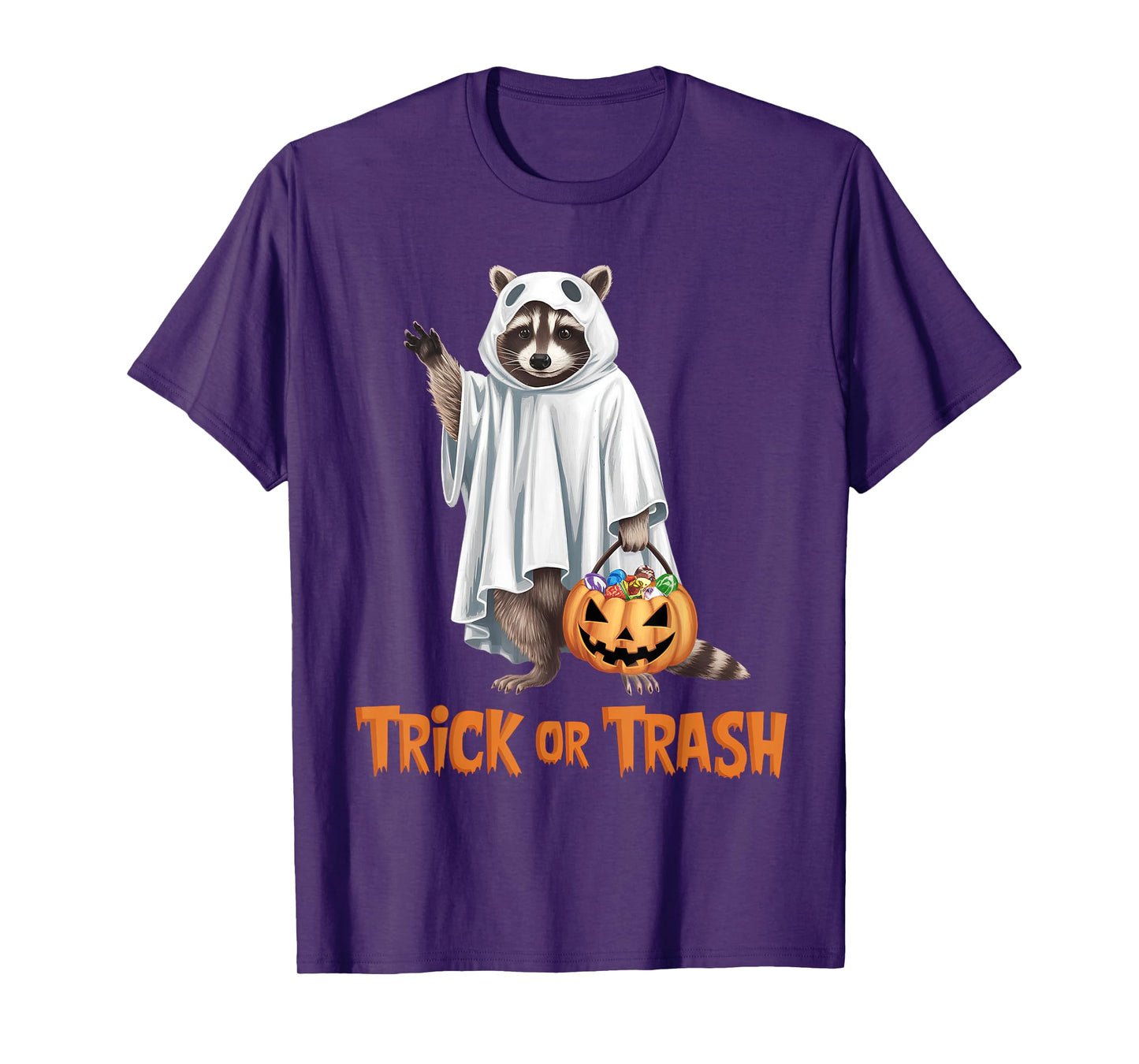 Trick Or Trash Funny Raccoon Ghost Halloween Racoon T-Shirt