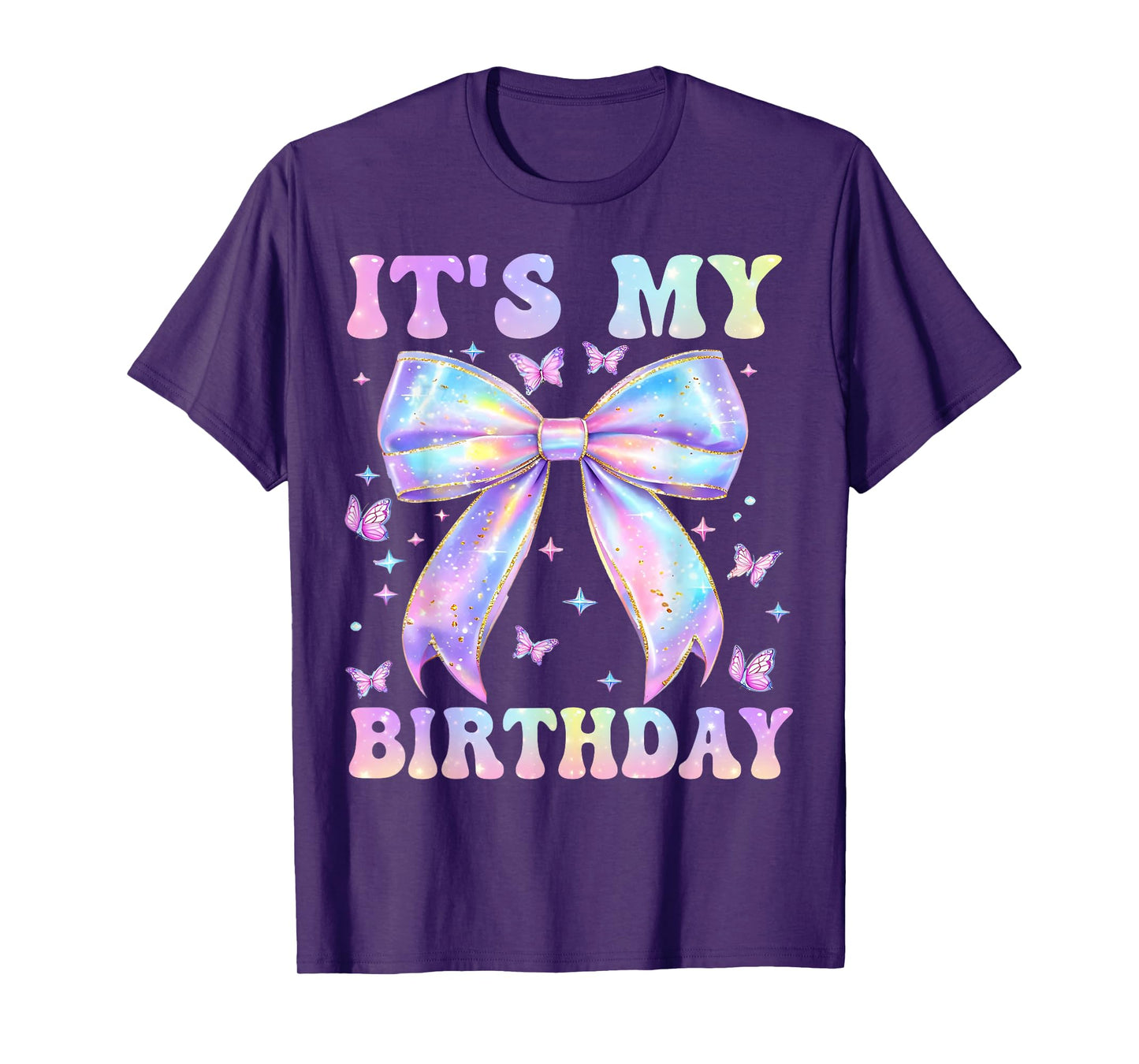 Funny It's My Birthday Girl Coquette Bow Butterfly Bday Kids T-Shirt