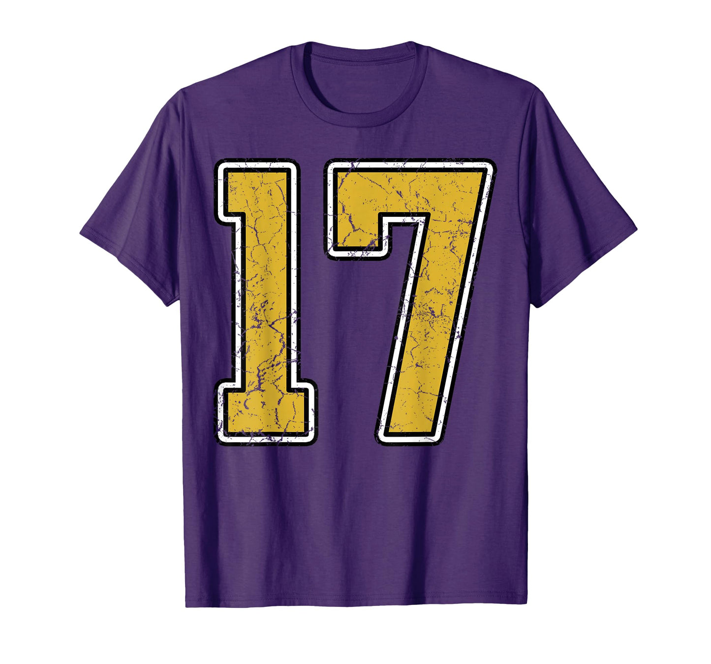 Old Gold Black White Sports Number 17 Jersey Uniform Player T-Shirt