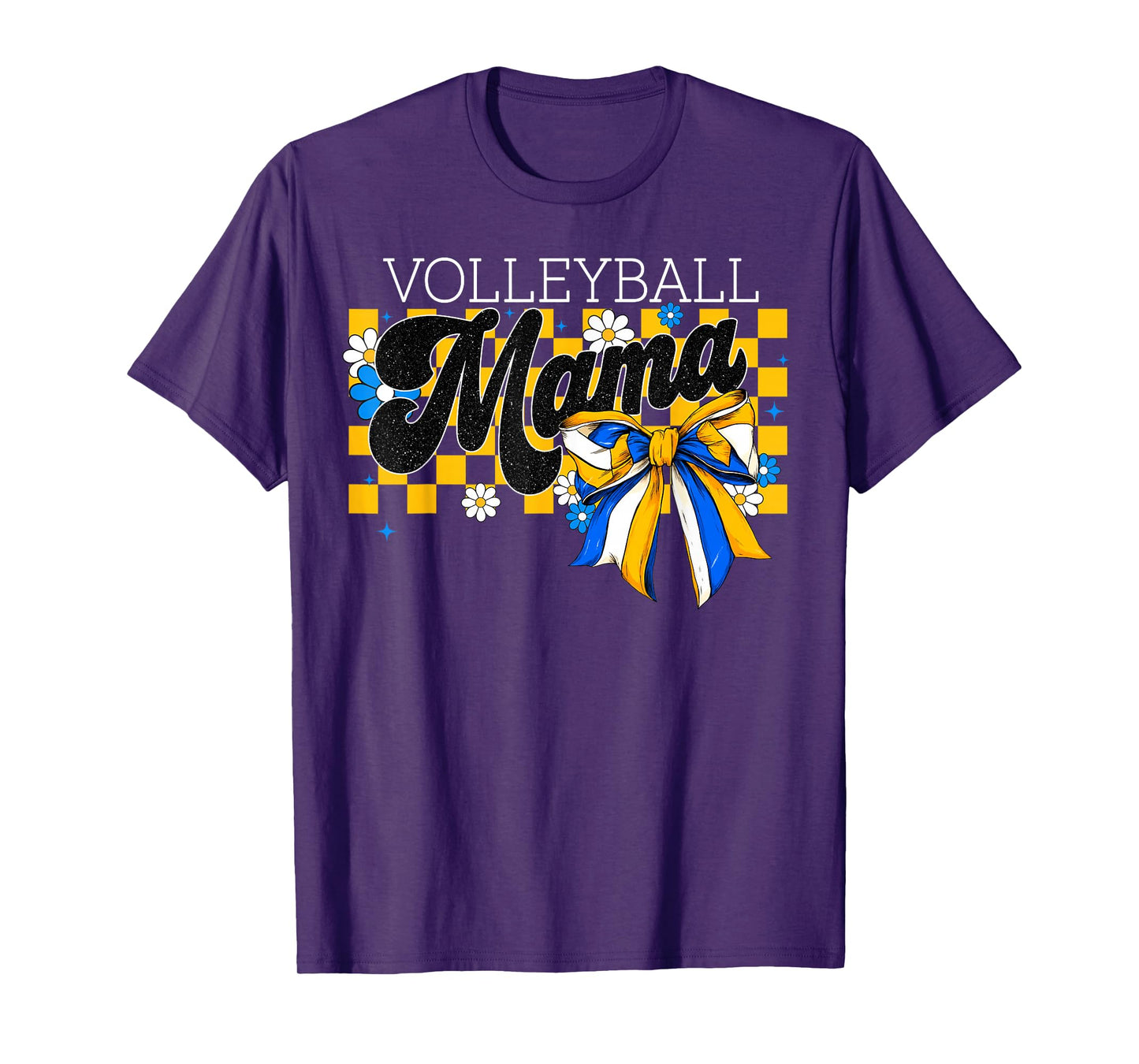Volleyball Mama Mom Game Day Retro Flower Coquette Bow T-Shirt