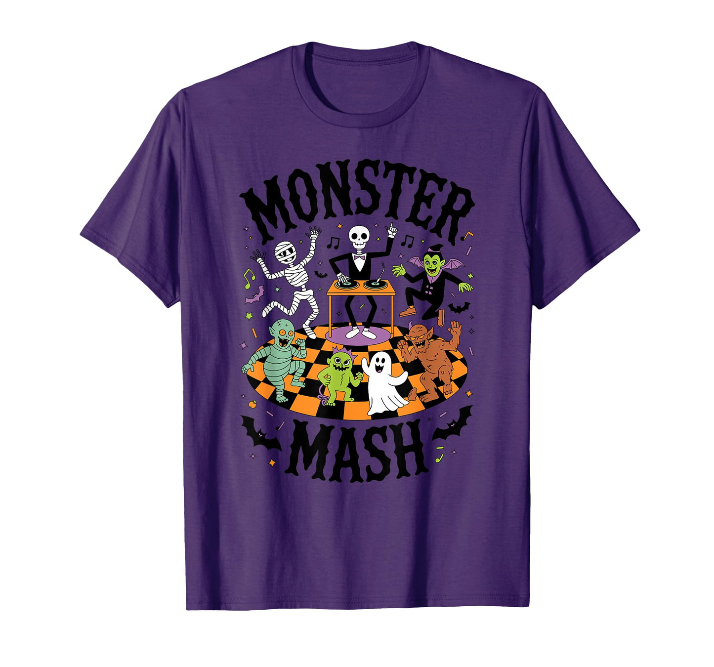 Monster Mash Halloween Party Dancing Monsters DJ Skeleton T-Shirt