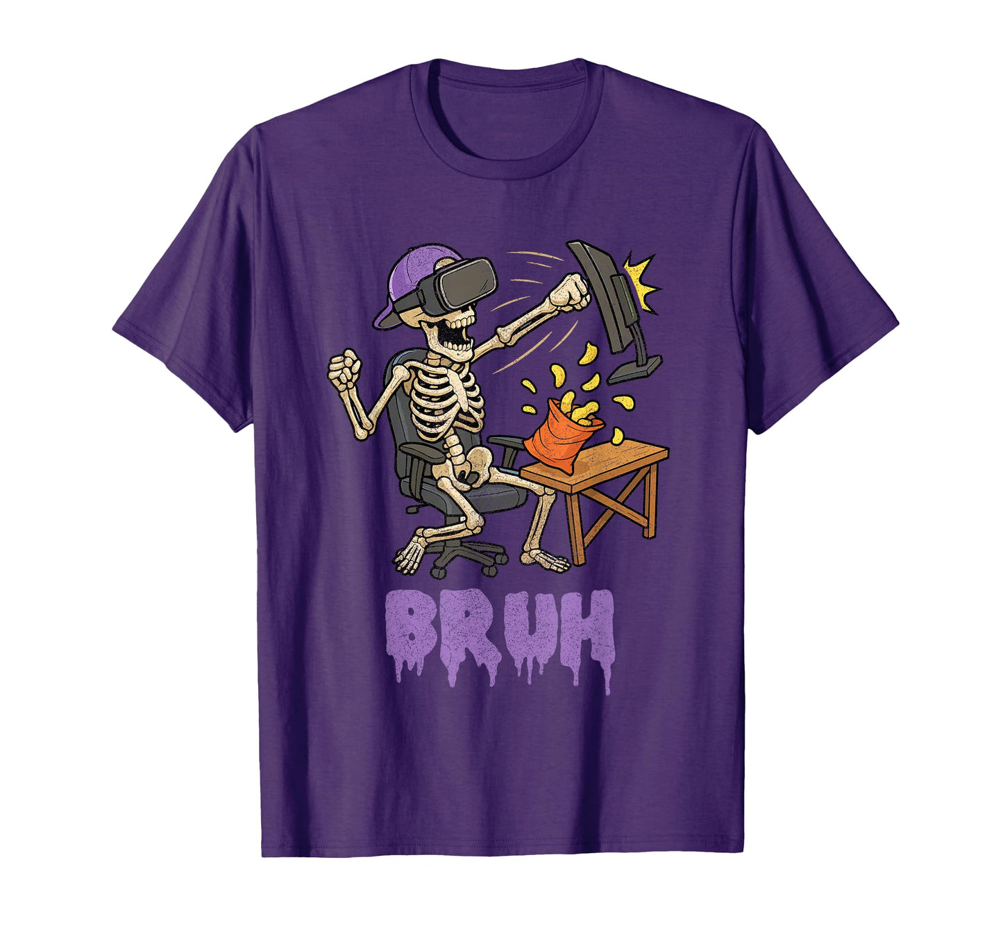 Funny Gamer Skeleton Gamer Teen Boys Video Gaming Bruh T-Shirt