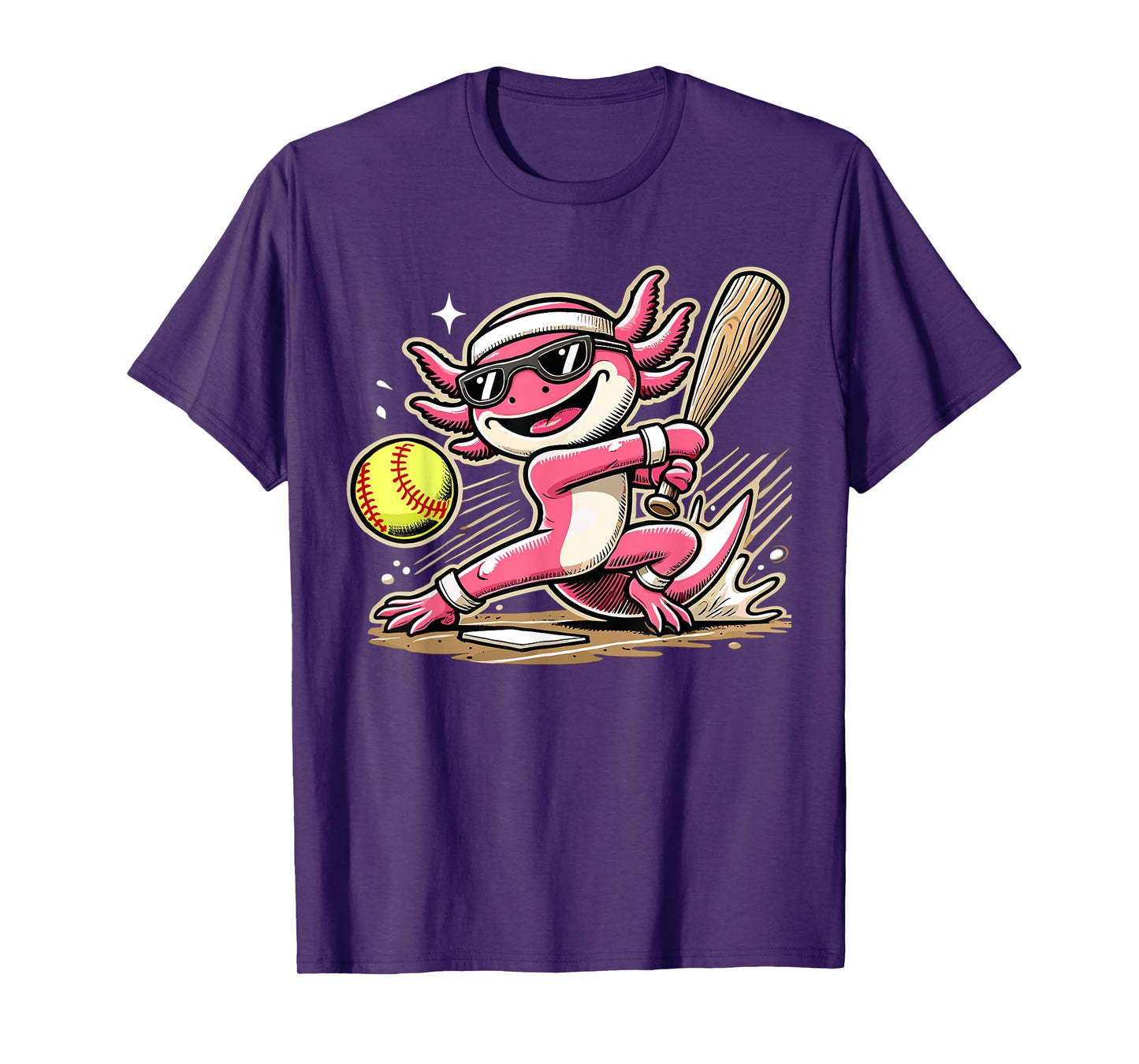 Axolotl Playing Softball, Softball Player Sports Kids T-Shirt