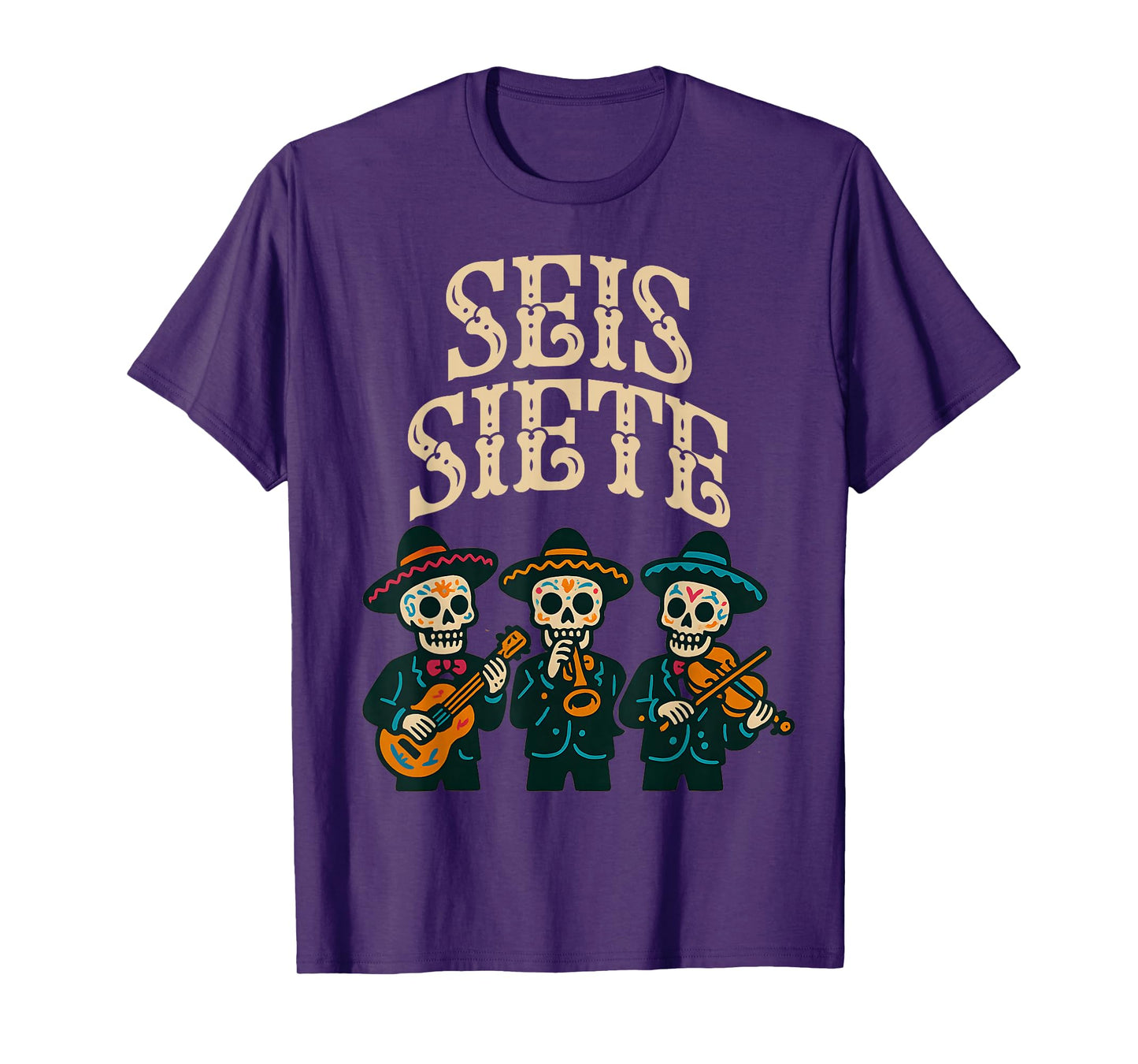SEIS Siete Mexican Los Muertos Calaveras Sugar Skull 67 Boys T-Shirt