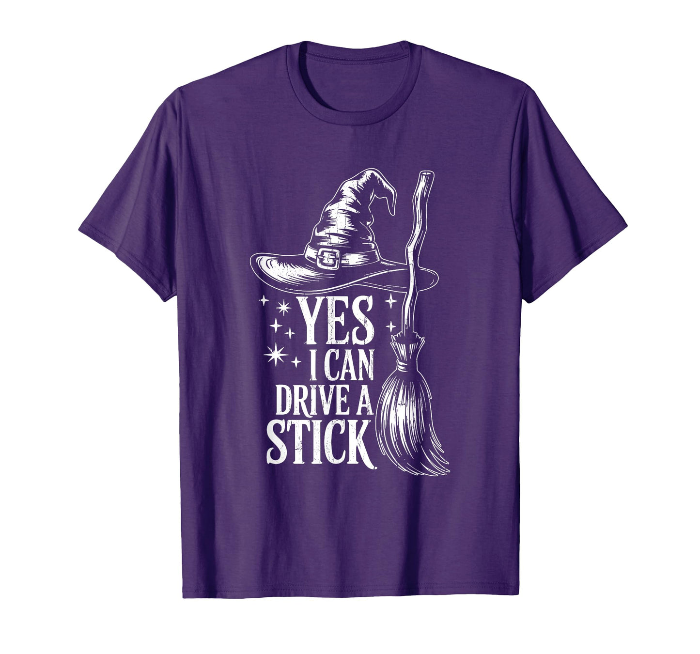 Yes I Can Drive A Stick Funny Halloween Spooky Witch T-Shirt
