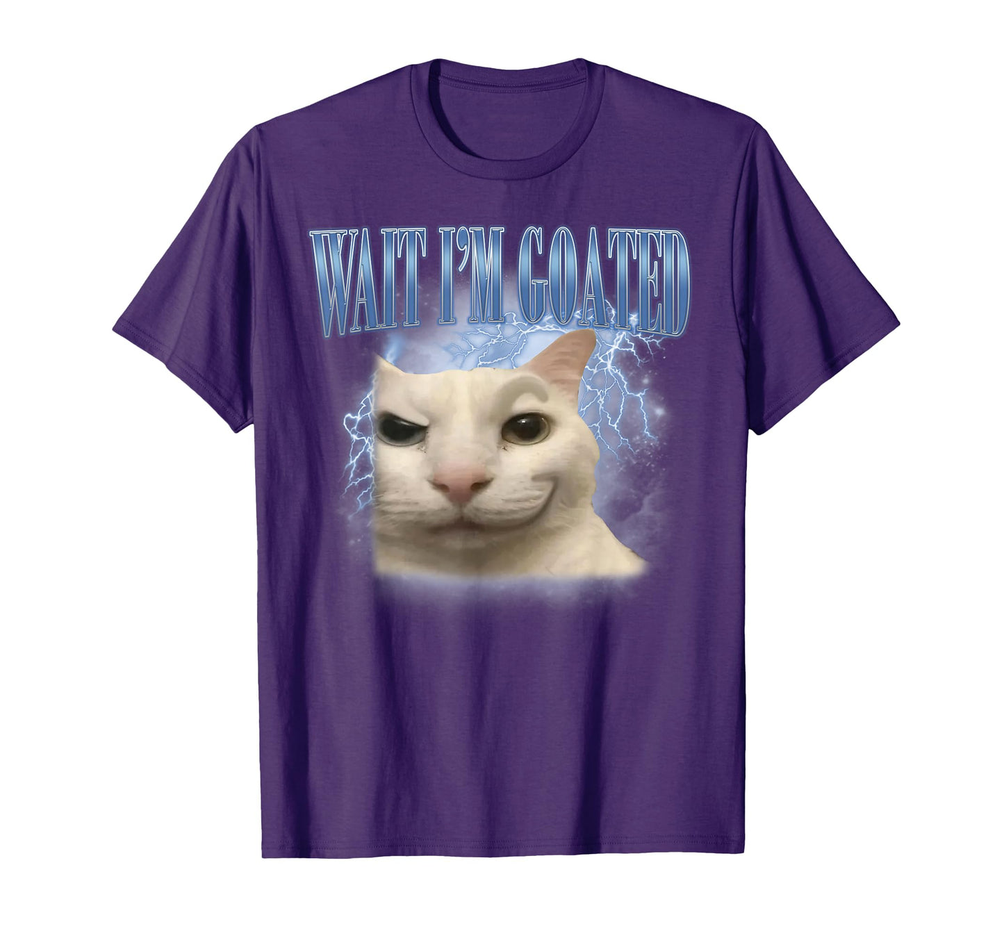 Wait I'm Goated Cat Funny Silly Cat Staring Cat Funny Meme T-Shirt
