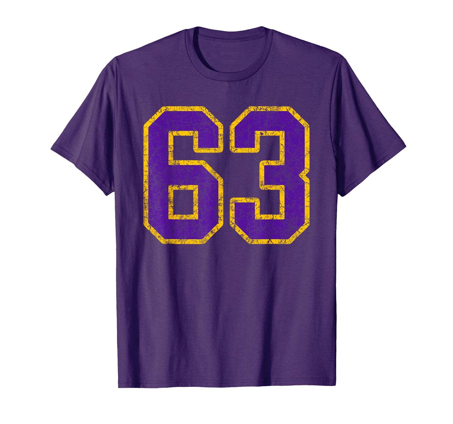 Purple Gold Number 63 Jersey Player Uniform #63 Grunge T-Shirt