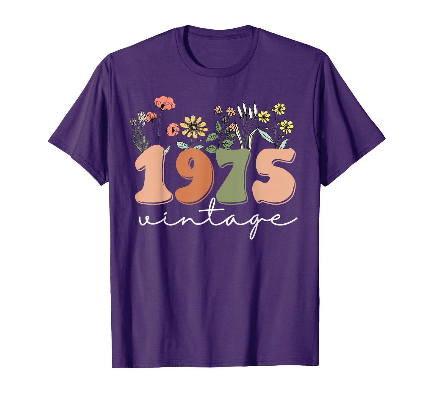 50 Years Old Vintage 1975 50th Birthday Tee Wildflower Women T-Shirt