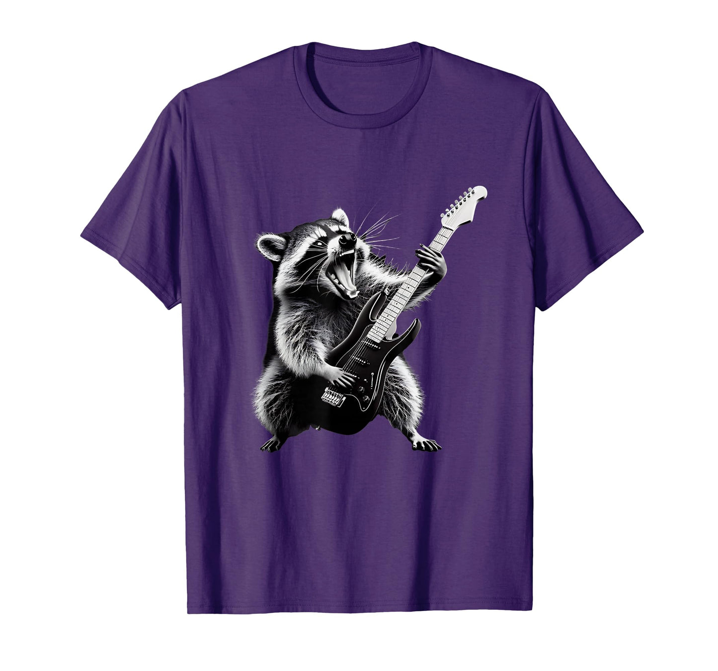 Rock Raccoon Playing Guitar Men Women Kids Funny Raccoon T-Shirt