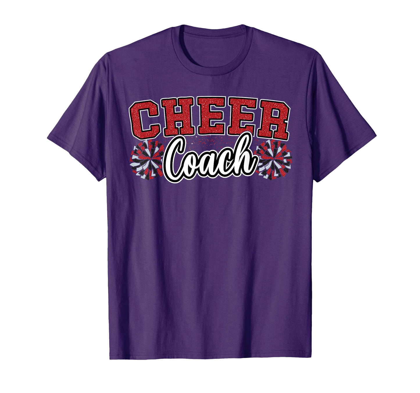 Loud Proud Cheer Coach Pom Poms Red Black Cheerleader Women T-Shirt