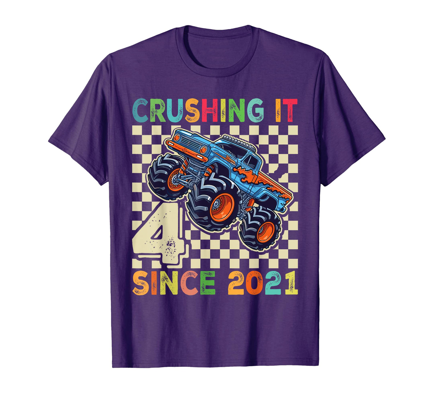 Birthday Monster Truck 4 year Old Boys 4th Party Born 2021 T-Shirt