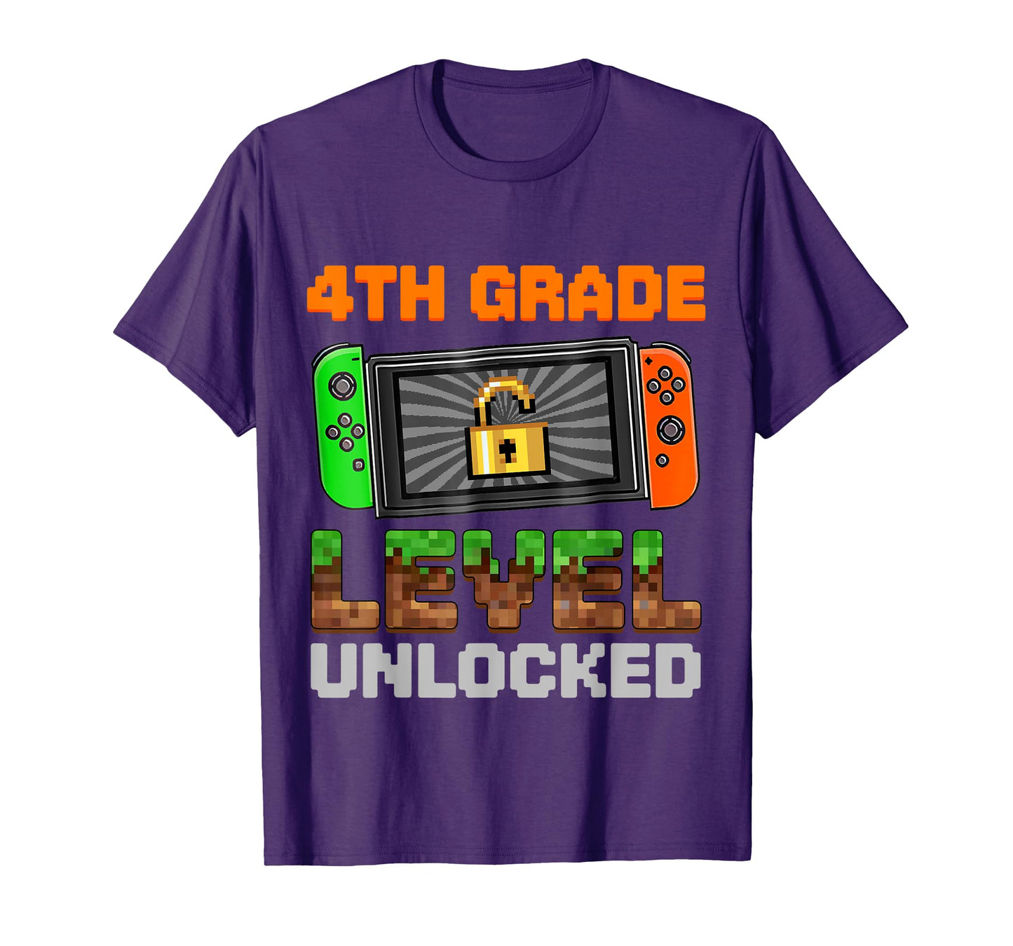 4th Grade Level Unlocked Pixel Game First Day Boy Kids T-Shirt