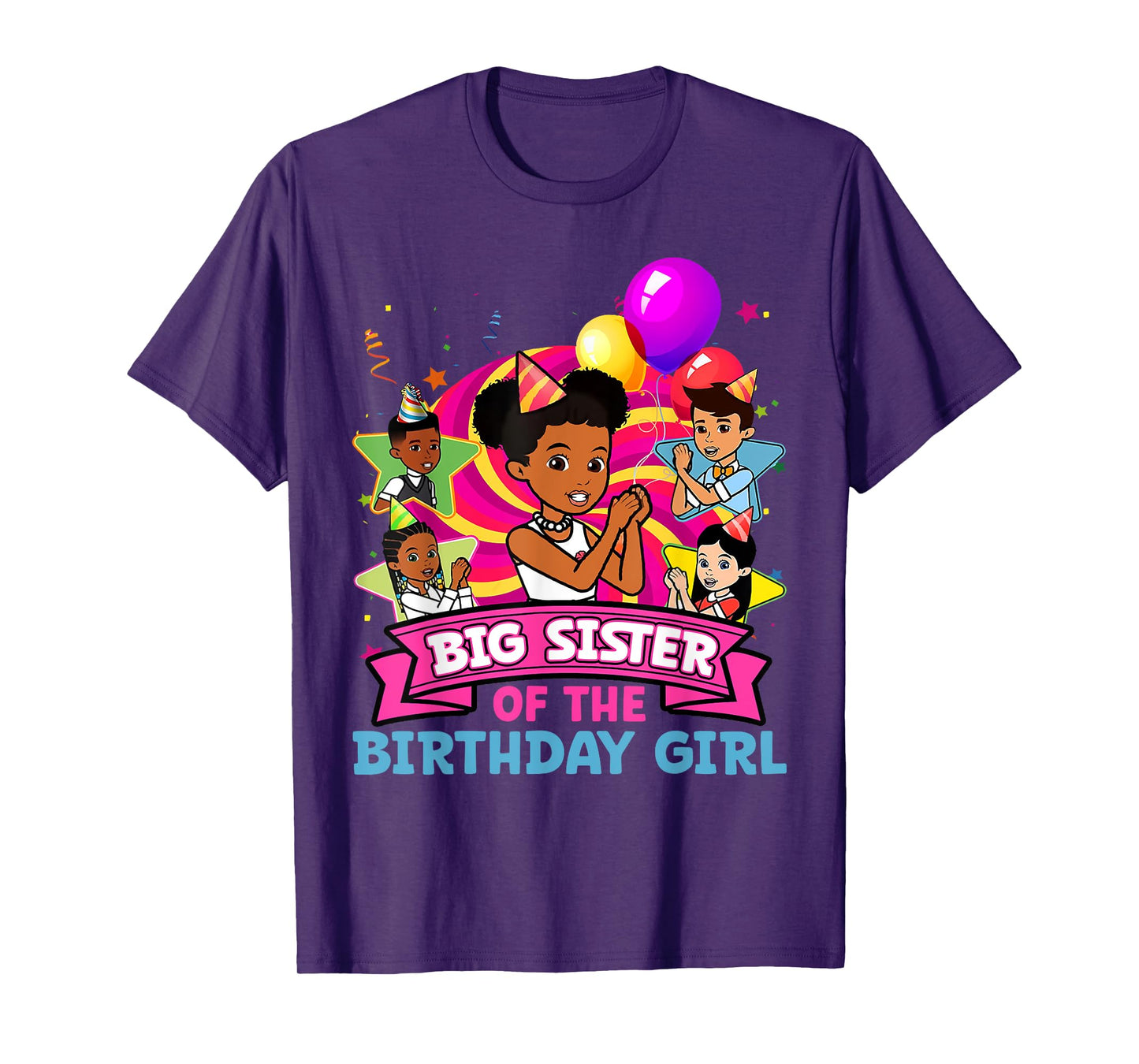 Big Sister Birthday Girl Party Pink Doll Family Decorations T-Shirt