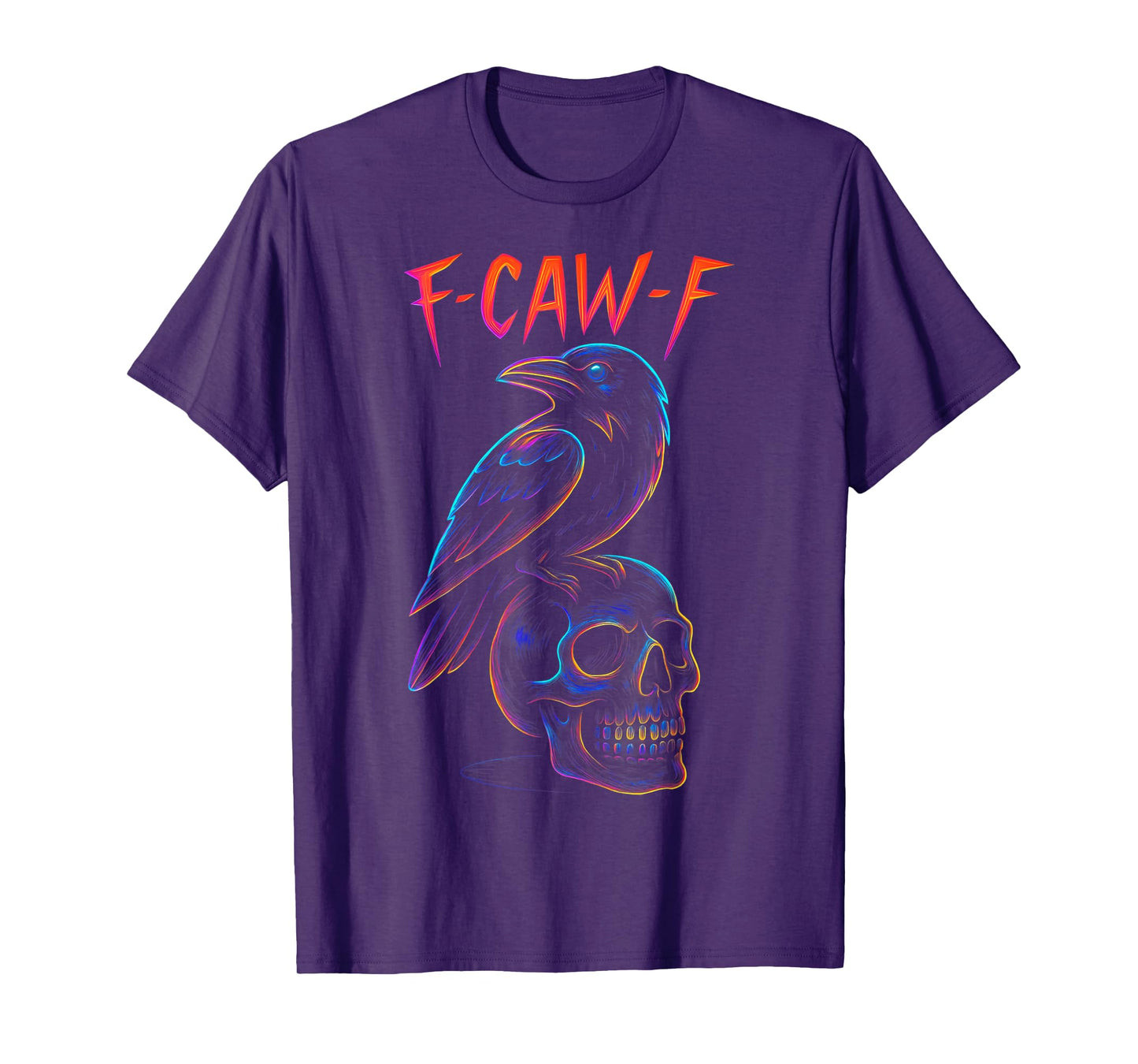 Funny F Caw F Raven Skull Gothic Graphic Halloween Crow Pun T-Shirt