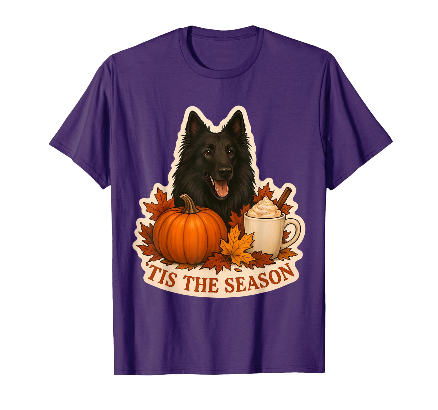 Tis The Season Belgian Sheepdog Dog Fall Autumn Pumpkin Cute T-Shirt