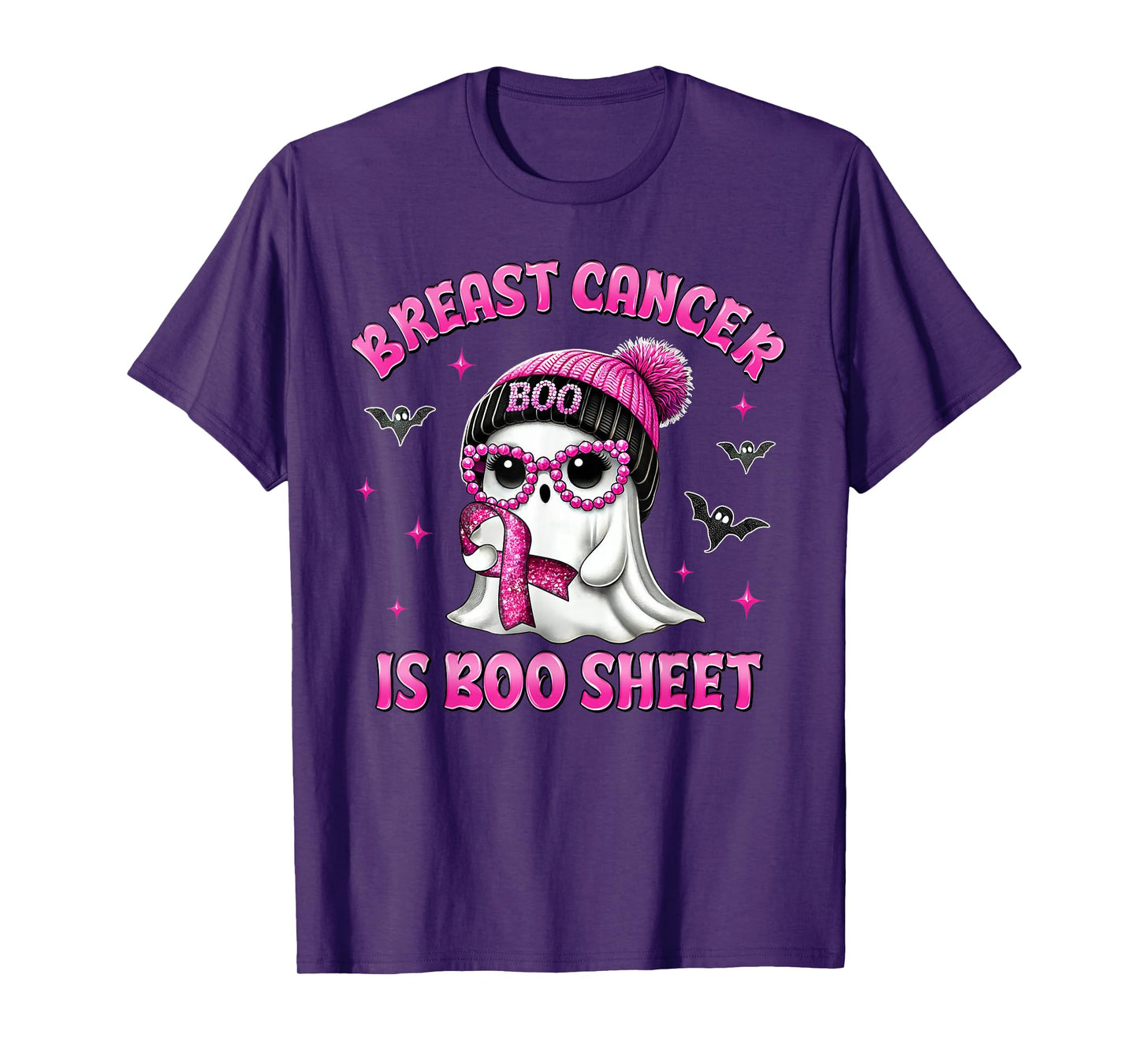Breast Cancer Is Boo Sheet Pink Ribbon Funny Ghost Halloween T-Shirt