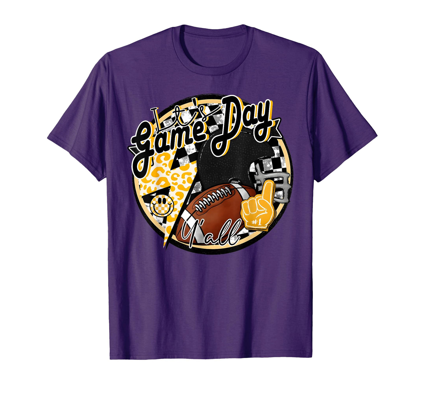 It's Game Day Y'all Retro Football Team Spirit Black & Gold T-Shirt