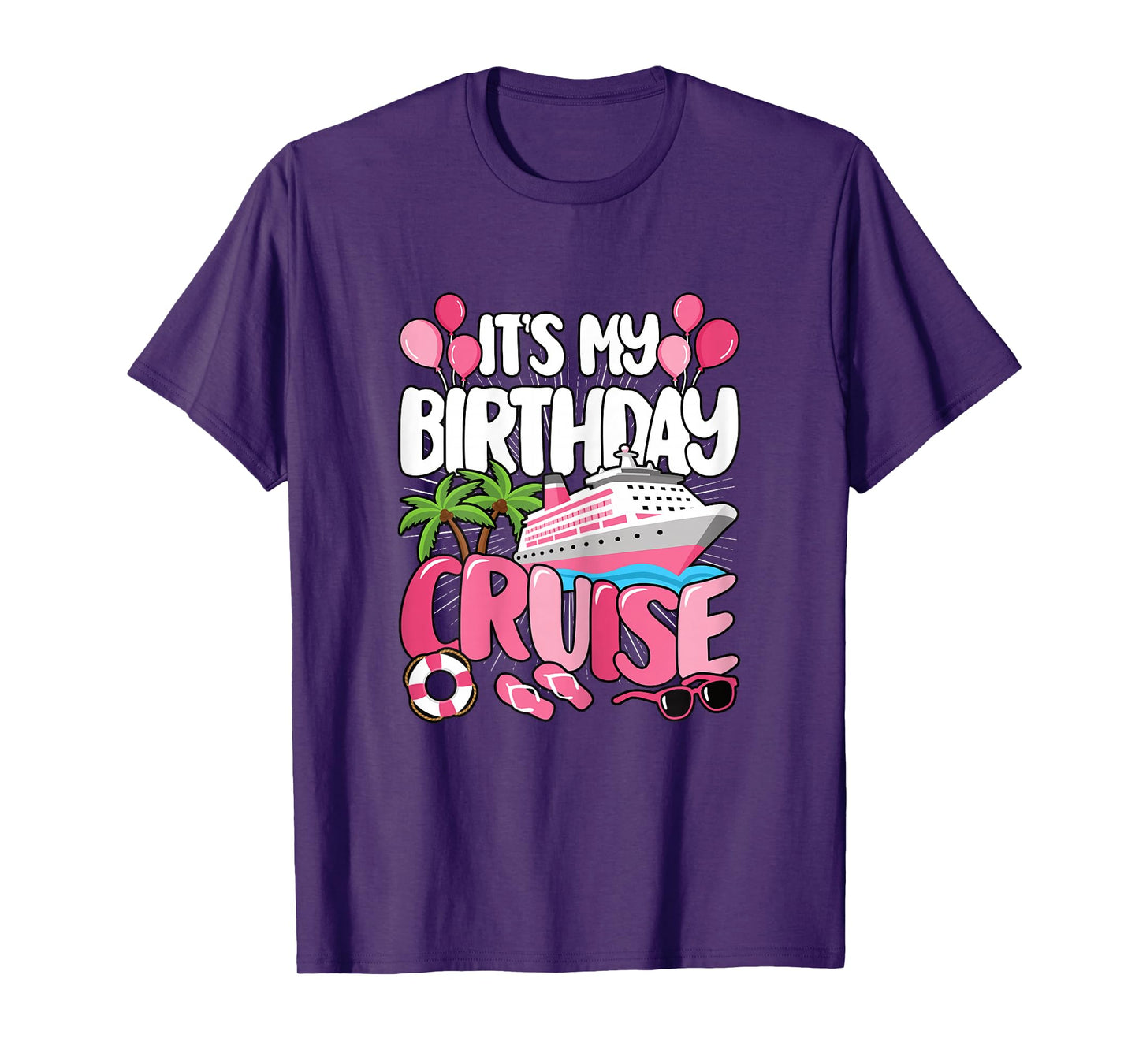 It's My Birthday Cruise Cute Pink Sea Trip Women Girls Kids T-Shirt