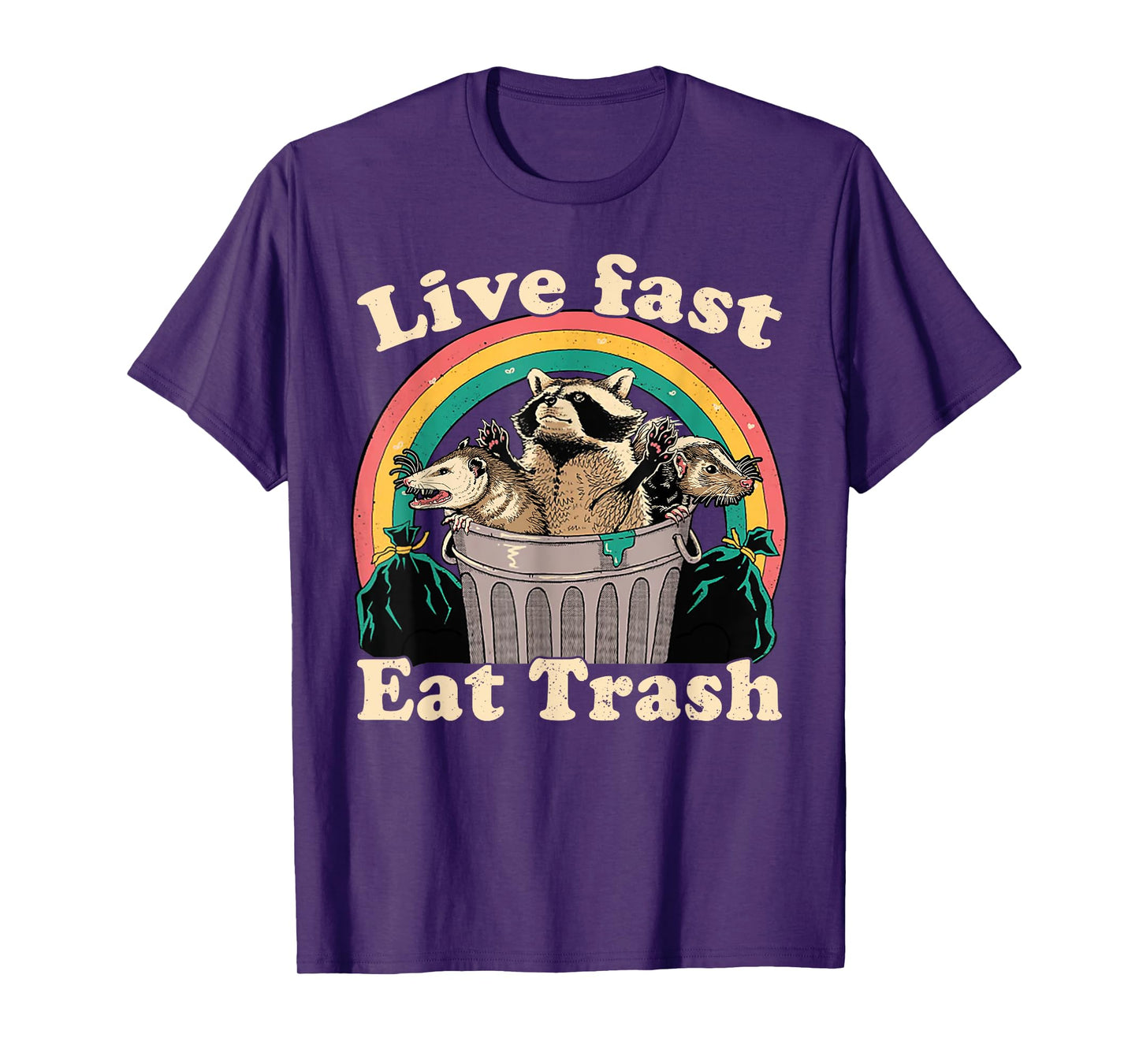 Opossum Raccoon Skunk Live Fast Eat Trash Street Cats Squad T-Shirt