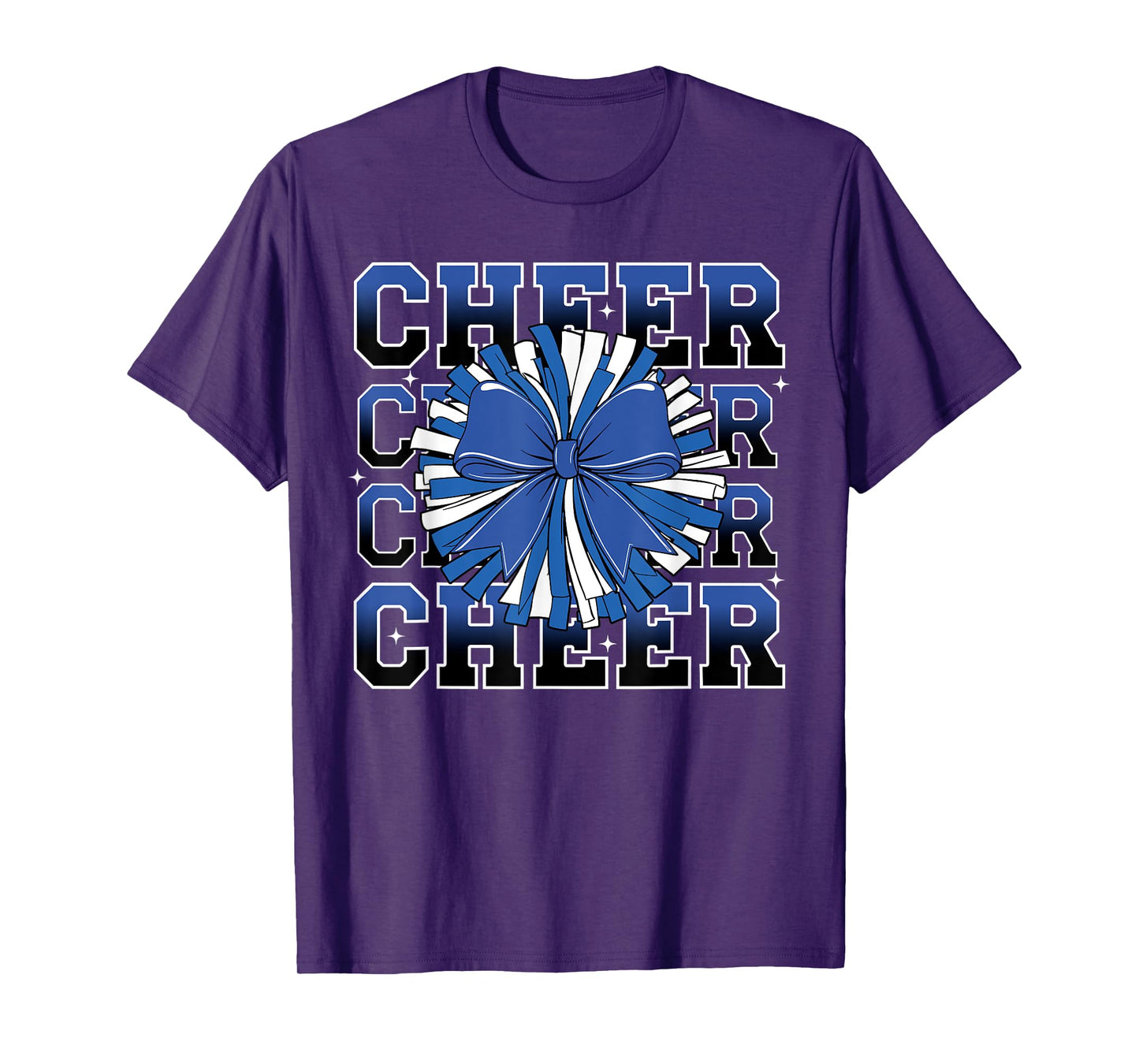 Coquette Cheer Bow Sport Cheerleader Cheerleading Blue T-Shirt