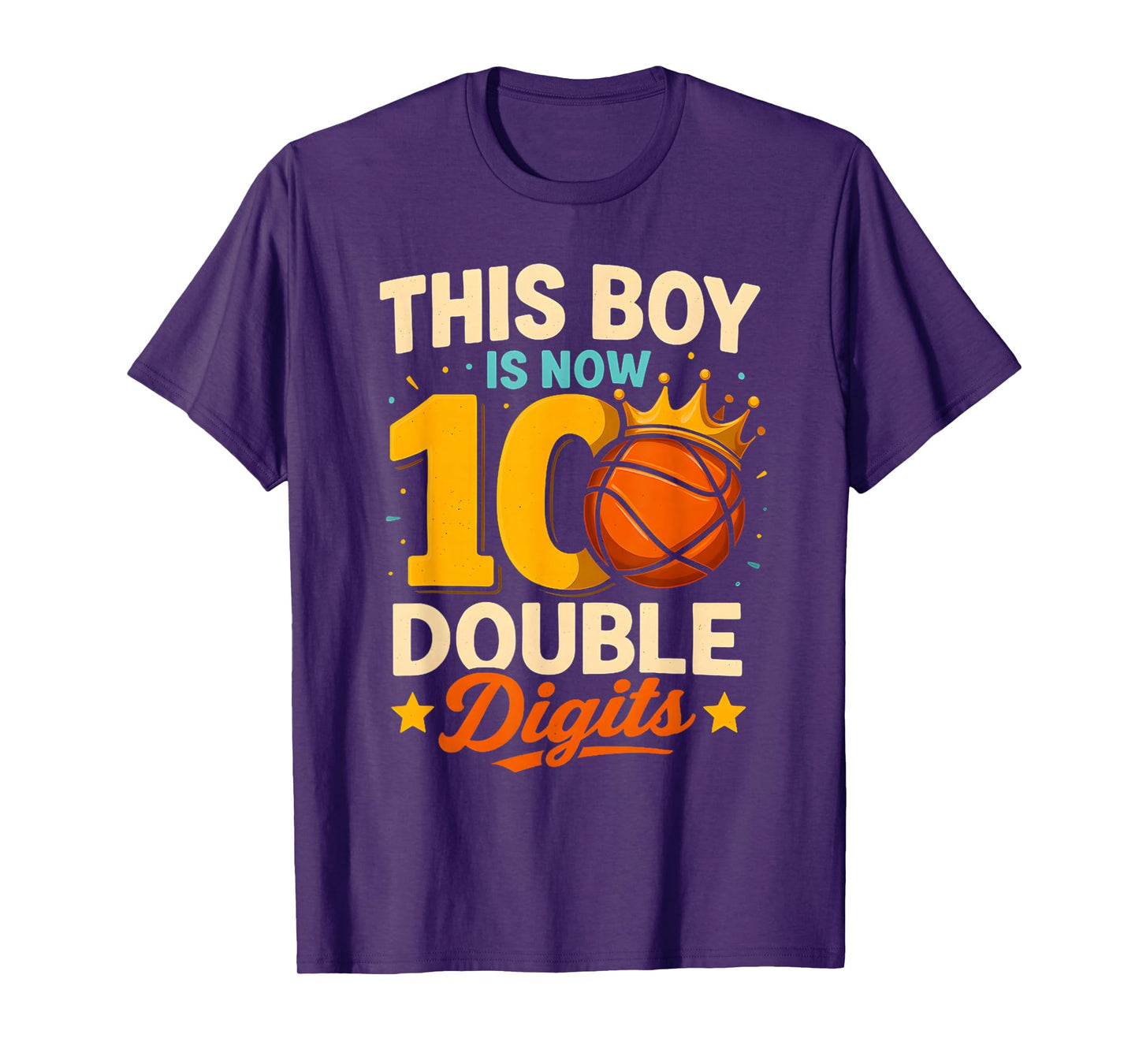 Double Digits Basketball Birthday Boy 10 Year Celebration T-Shirt