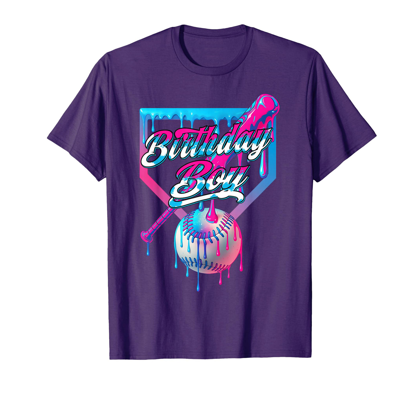 Baseball Ice Cream Drip Birthday Boys Youth Kids Party T-Shirt