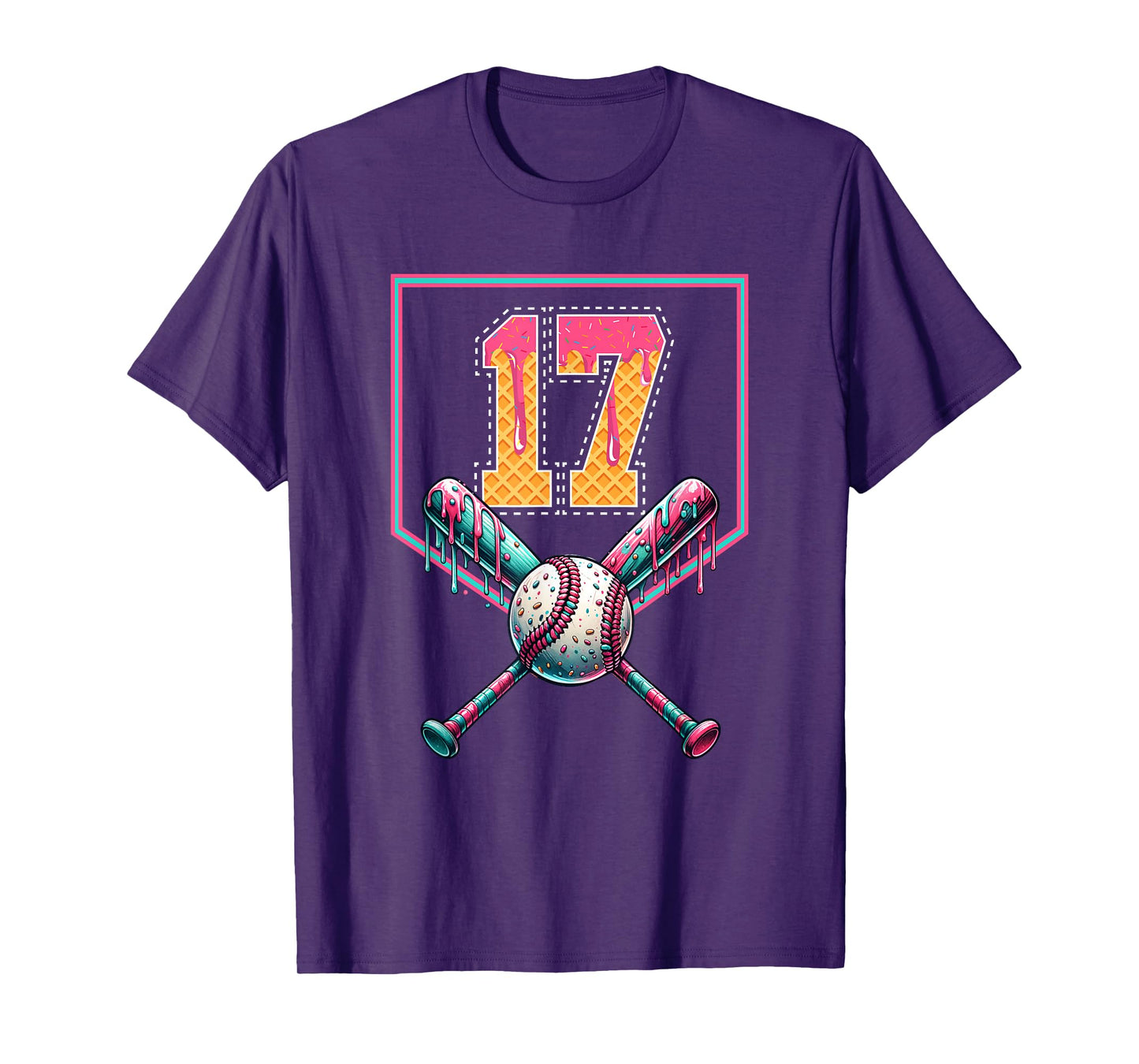 Baseball Drip Number 17 Player Or 17th Birthday Drip Style T-Shirt