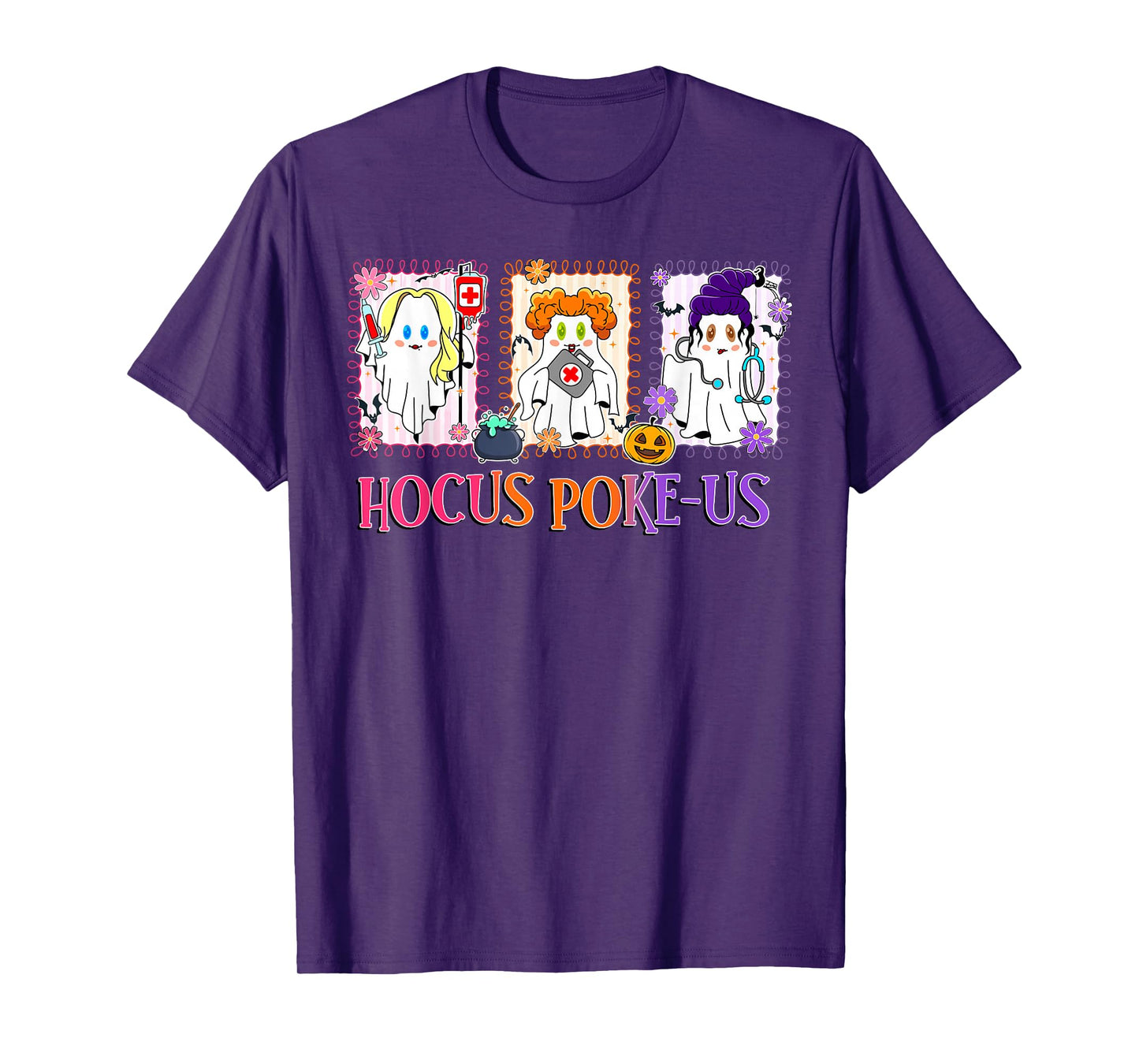 Happy Halloween Hocus Poke-Us Cute Ghost Nurse Spooky Season T-Shirt