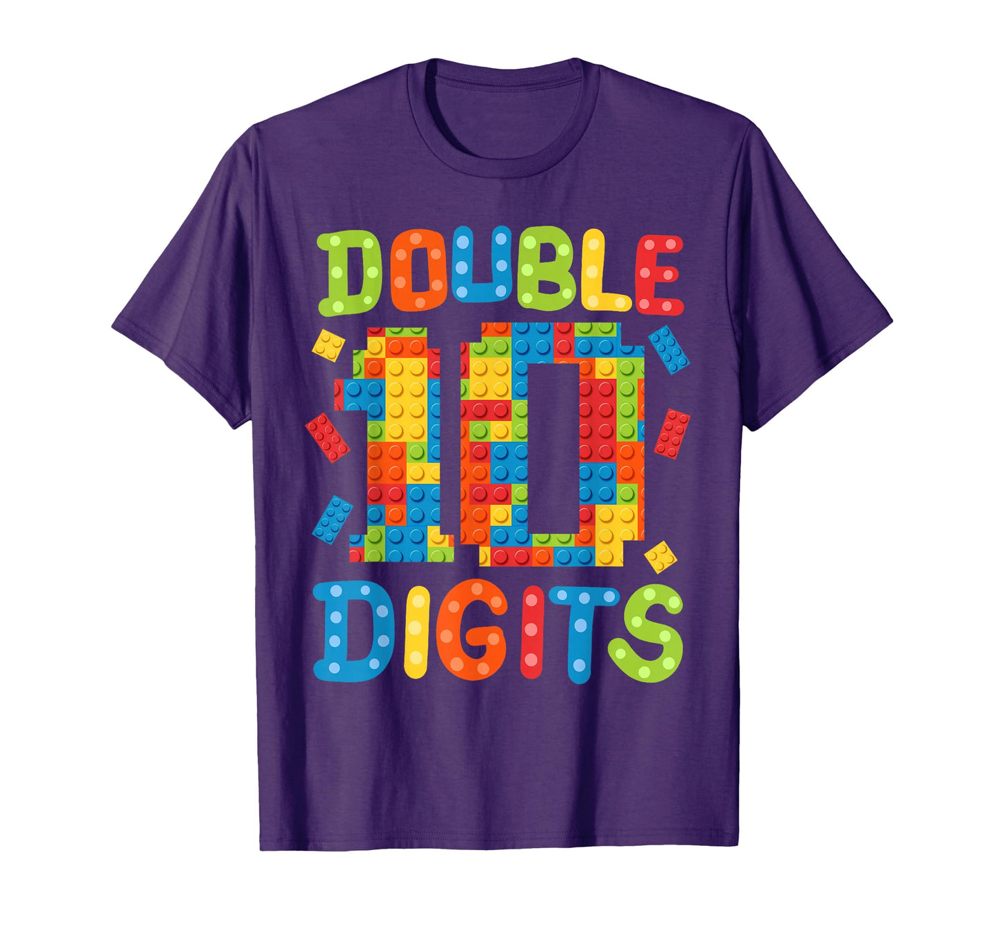 10th Birthday Double Digits Building Blocks 10 Years Old Kid T-Shirt