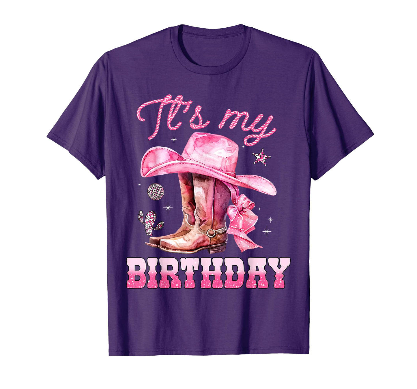 Birthday Girl It's My Birthday Pink Western Cowgirl Birthday T-Shirt