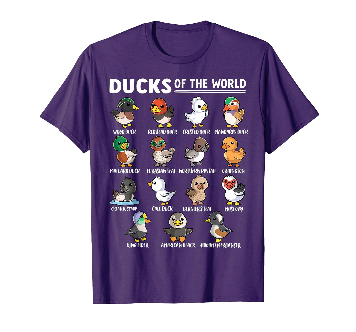 Duck Types Cute Goose Animal Educational Ducks of The World T-Shirt