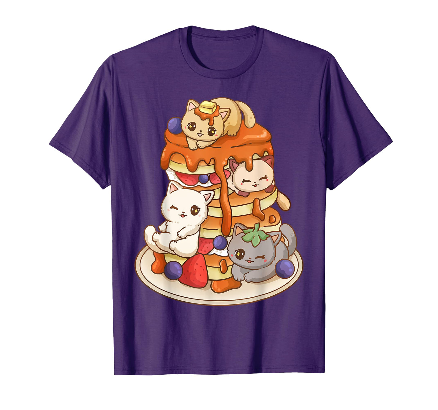 Cat Pancake Stack Kawaii Anime Cat Funny T-Shirt