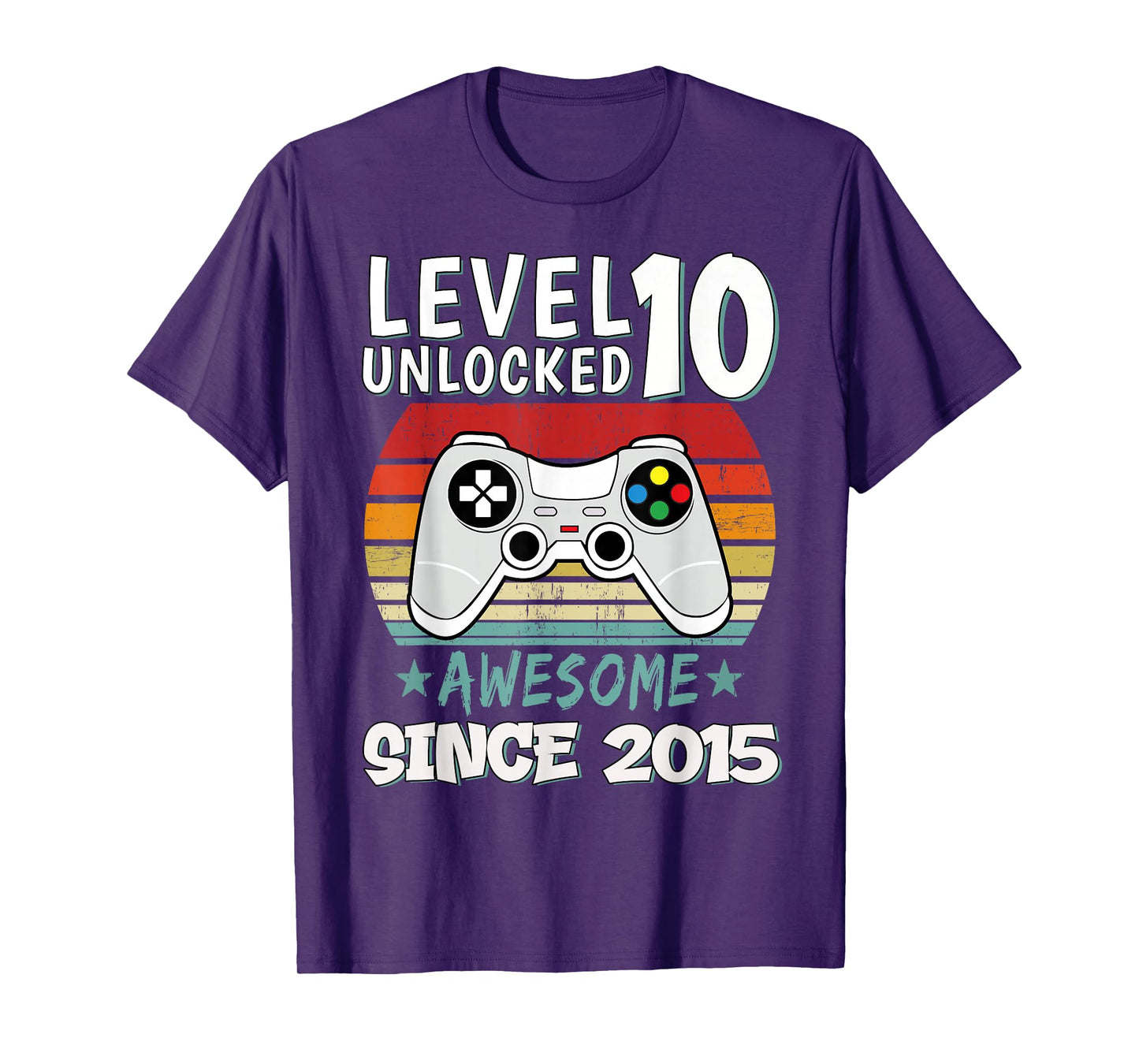 Level 10 Unlocked Awesome Since 2015 10th Birthday Gaming T-Shirt