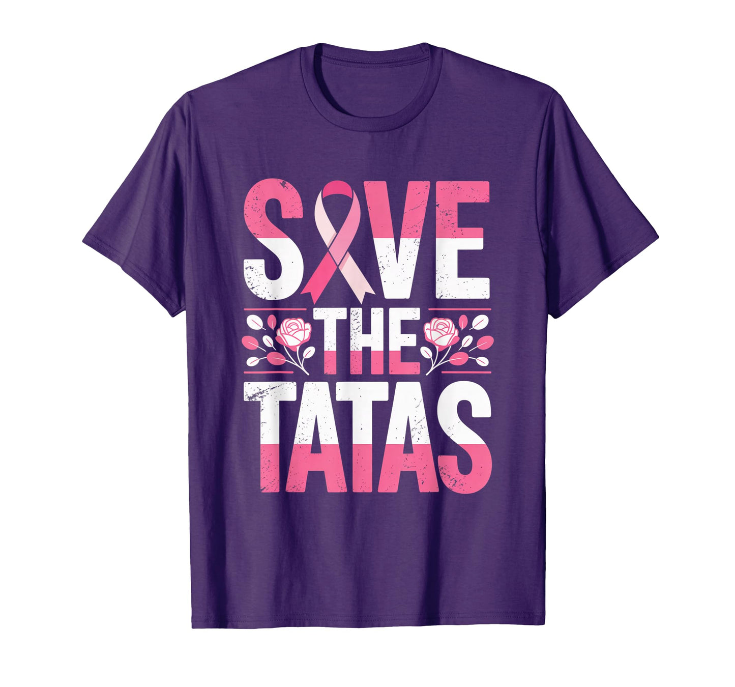 Save The Tatas Breast Cancer Fighting Awareness Pink Ribbon T-Shirt
