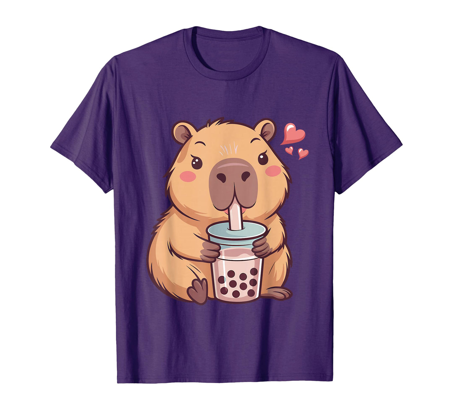 Cute Capybara Kawaii Anime Drinking Bubble Tea Lover Girls T-Shirt