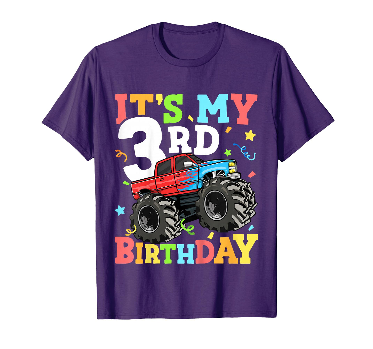 Kids Monster Truck It's My 3rd Birthday Boy 3 Three Toddler T-Shirt