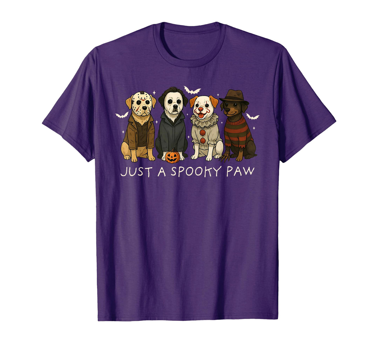 Just A Spooky Paw Retro Halloween Dog Lover Trick Or Treat T-Shirt