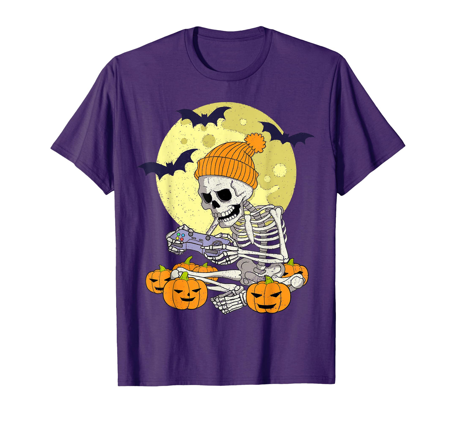 Funny Halloween Skeleton Gamer Video Games Boys Mens Gaming T-Shirt