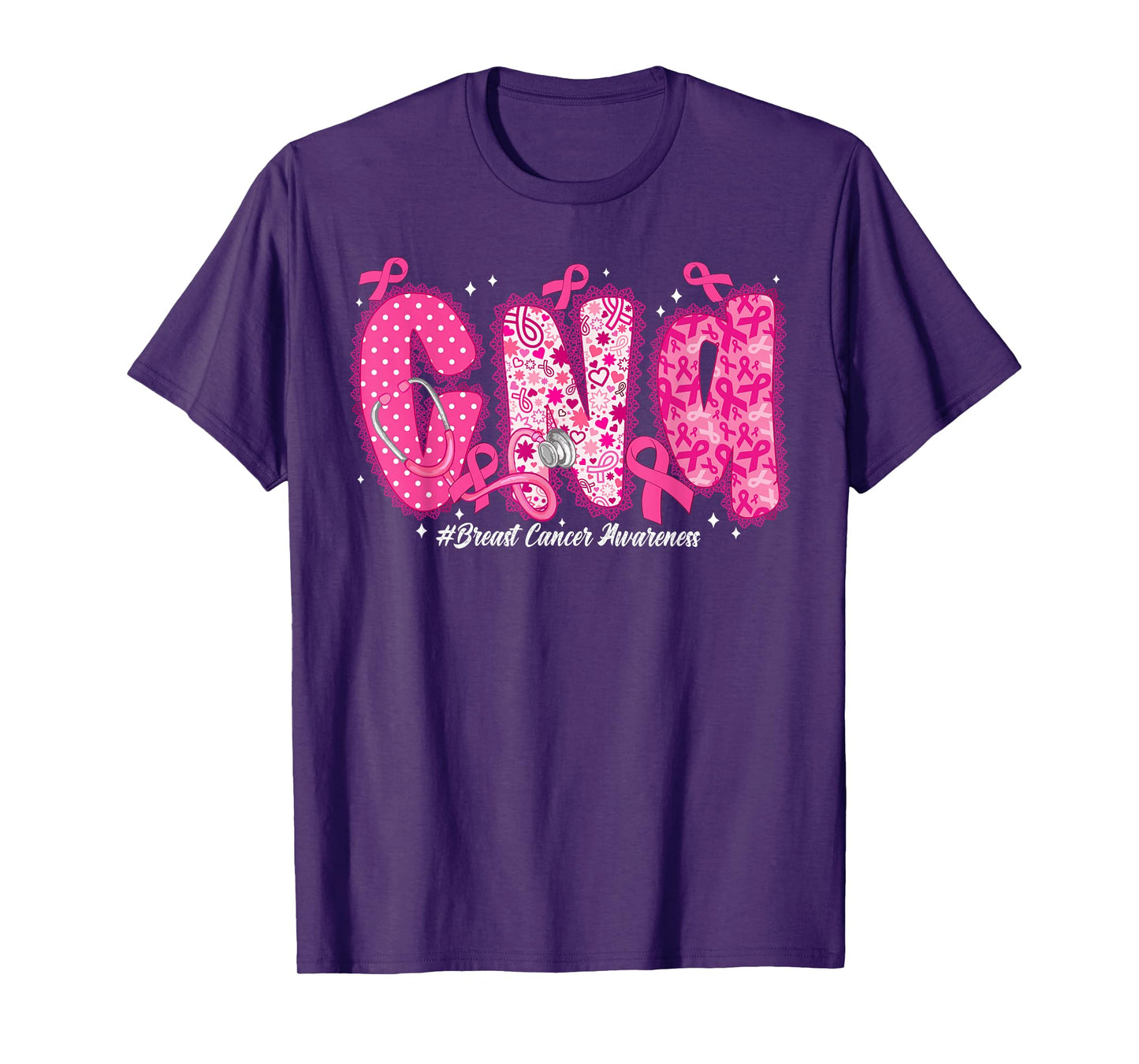 in October We Wear Pink CNA Nurse Breast Cancer Awareness T-Shirt