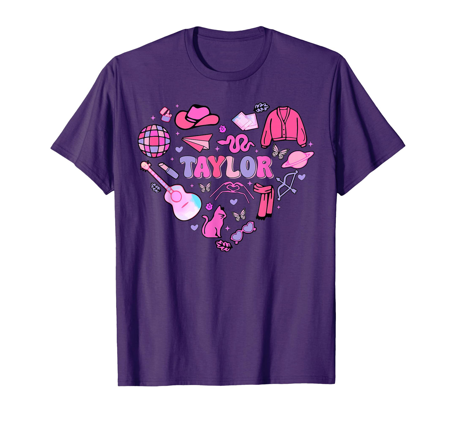 Birthday Girl Groovy Taylor First Name Personalized Heart T-Shirt