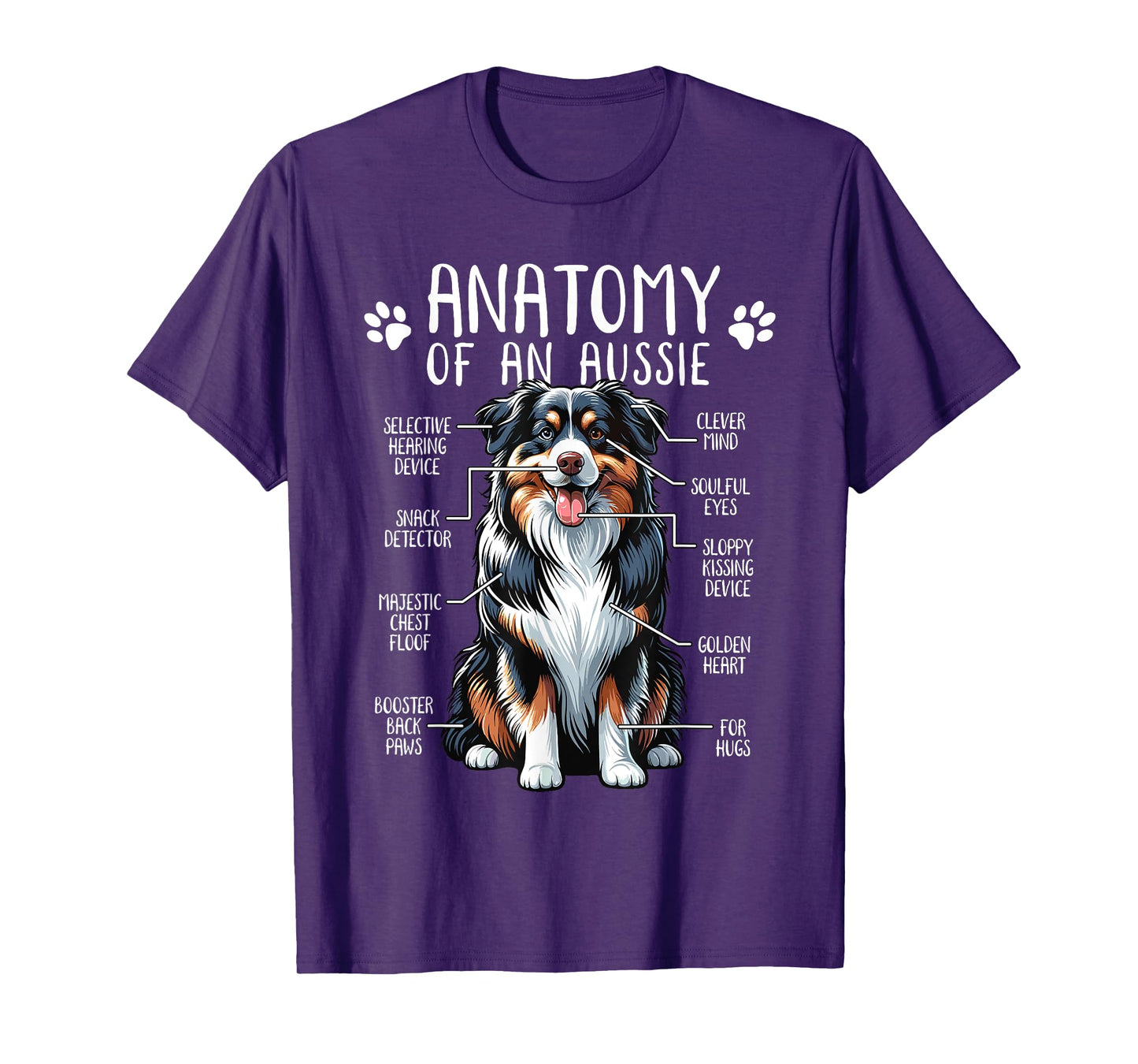 Funny Anatomy Australian Shepherd Dog Lover Aussie Owner Men Women Girls Kids T-Shirt
