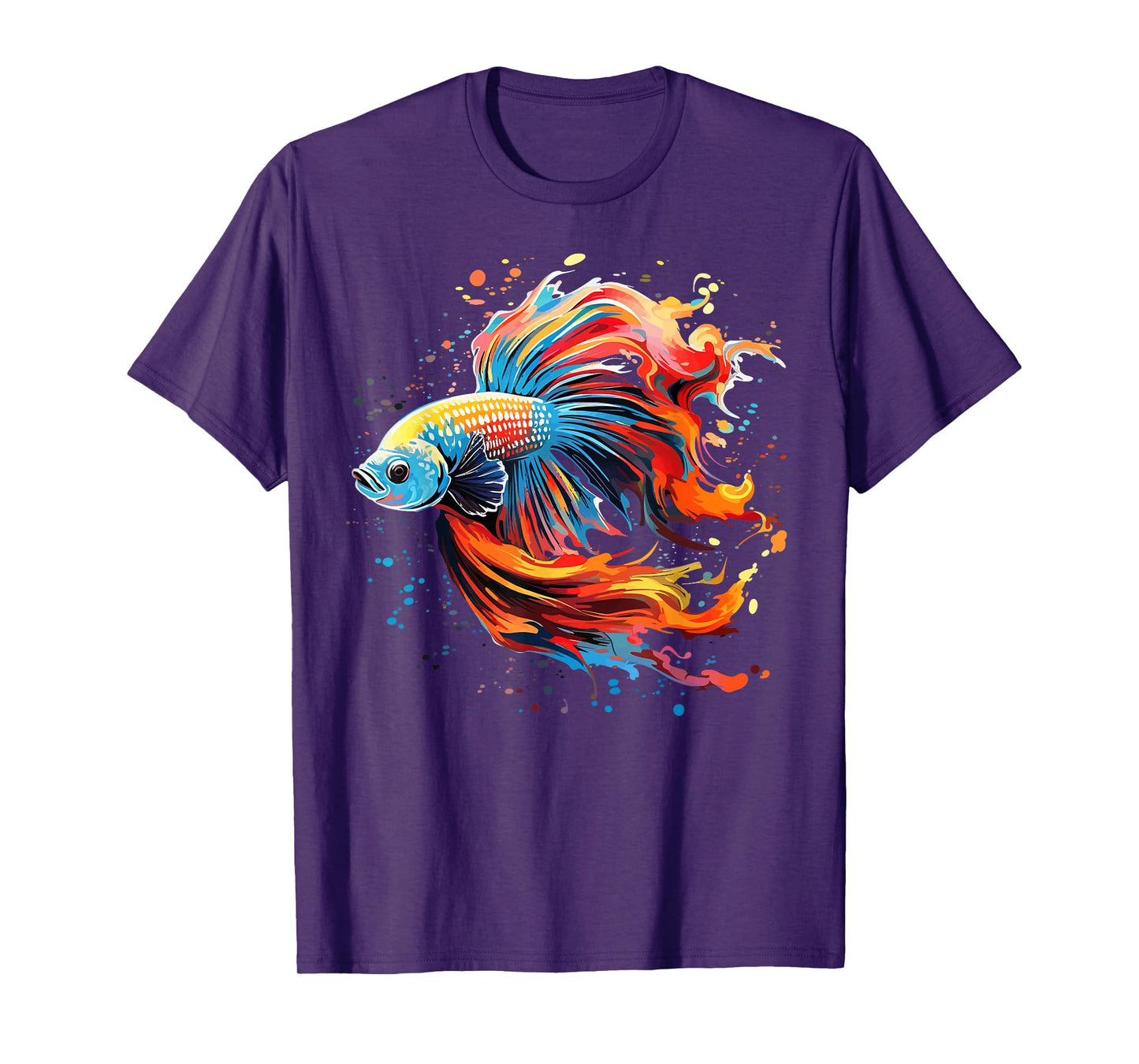 Colorful Betta Fish Lover Splash Art Betta Fighting Fish T-Shirt