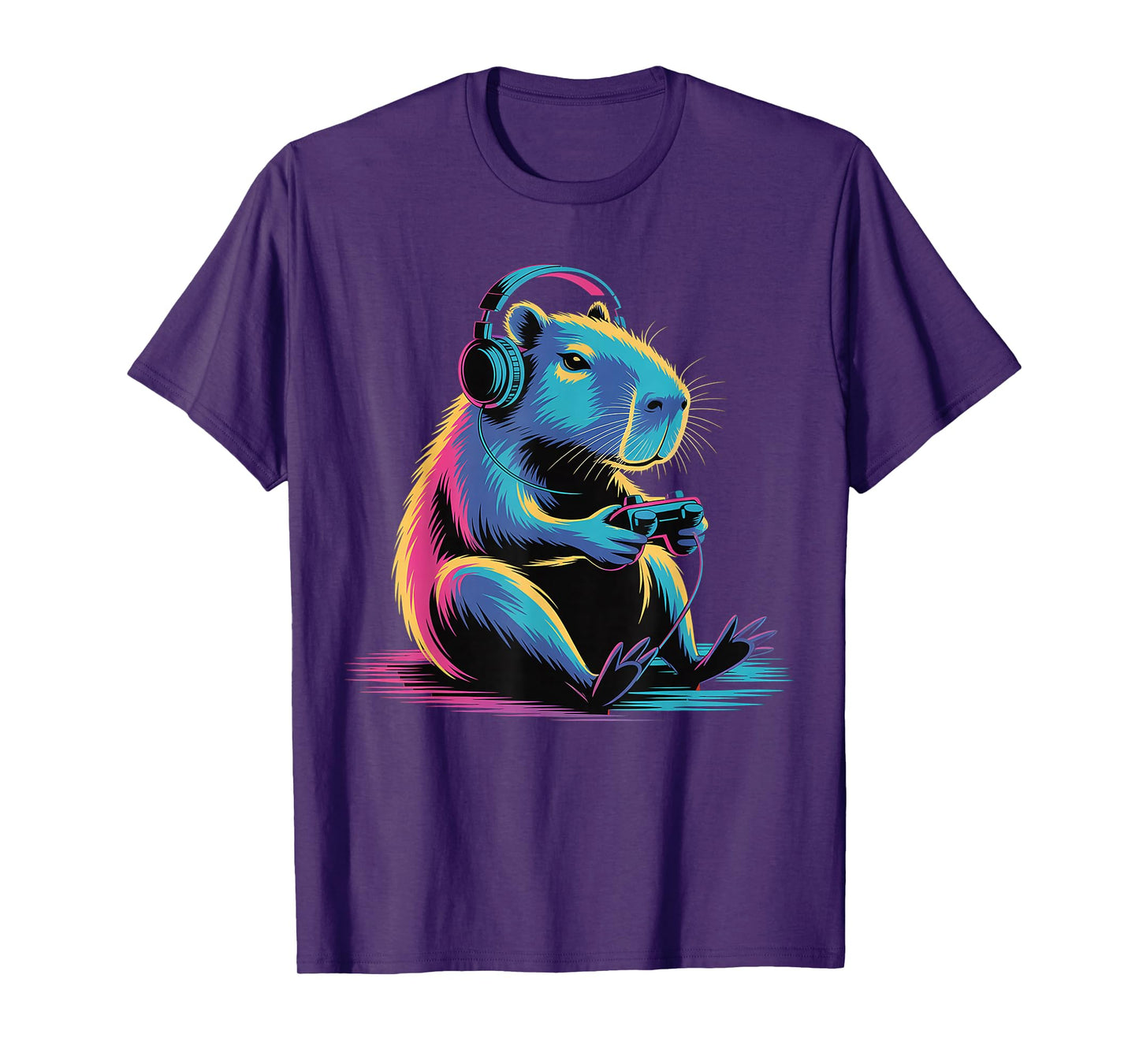 Funny Gamer Capybara Graphic Art Video Game Boys Girls Teens T-Shirt