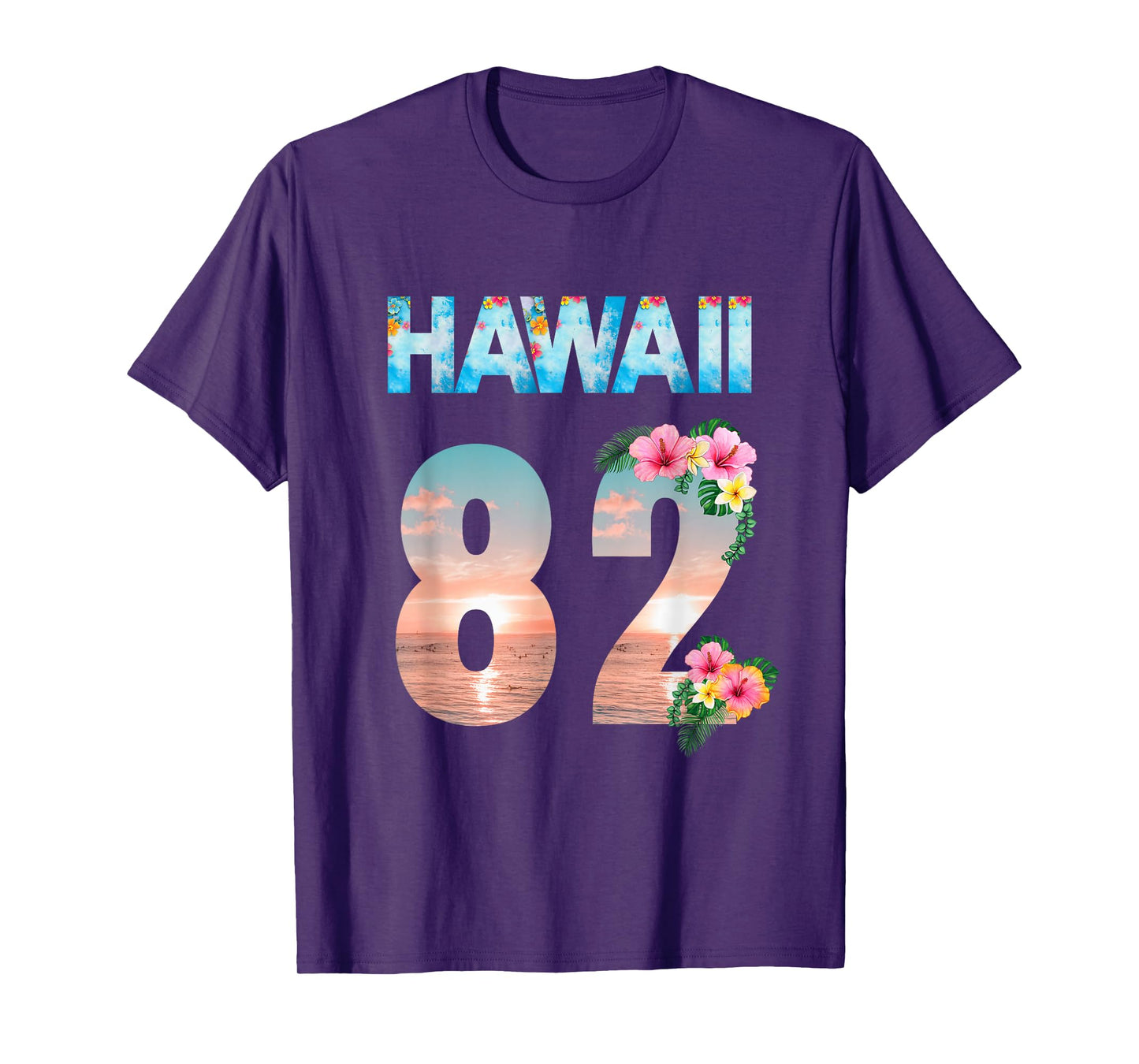 Hawaii 82 Years Old Aloha Beach Hibiscus Hawaiian T-Shirt
