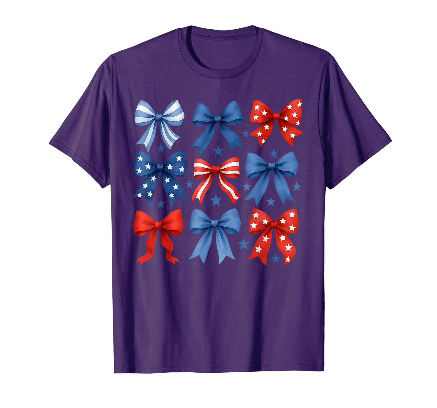 Funny 4th Of July Red White And Blue American Coquette Bows T-Shirt
