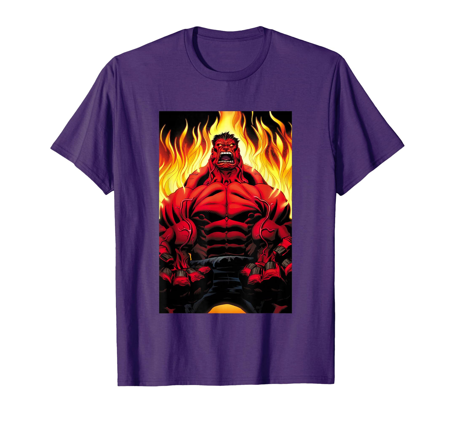 Marvel Universe Classic Red Hulk Extreme Rage On Fire T-Shirt