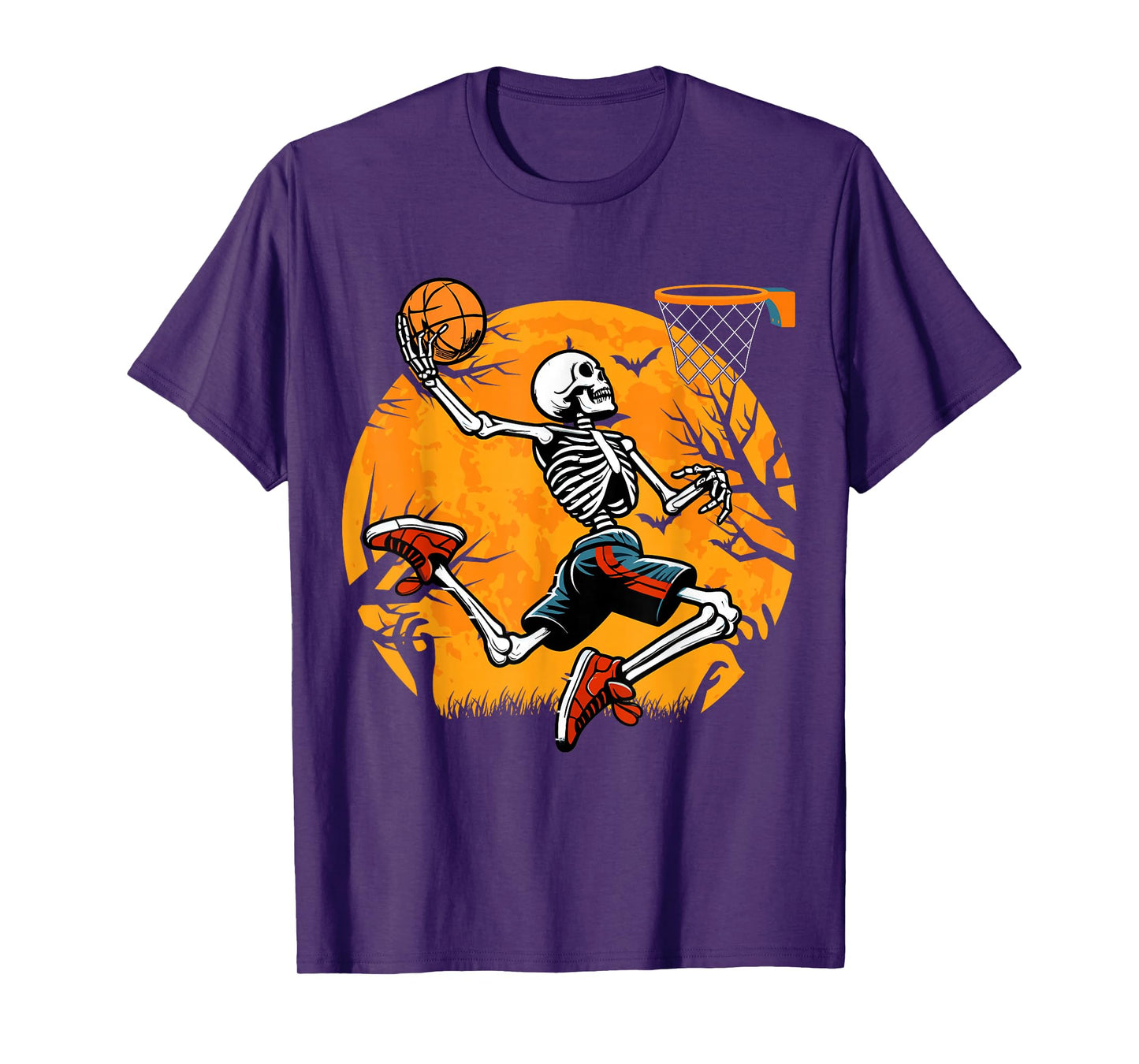 Basketball Skeleton Halloween Spooky Boys Basketball Player T-Shirt