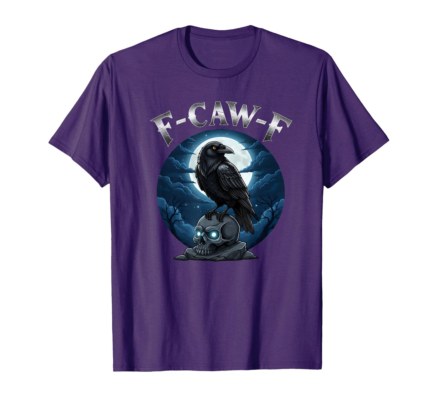 Black Crow, F-Caw-F Raven Skull Crow Moon Funny Gothic T-Shirt